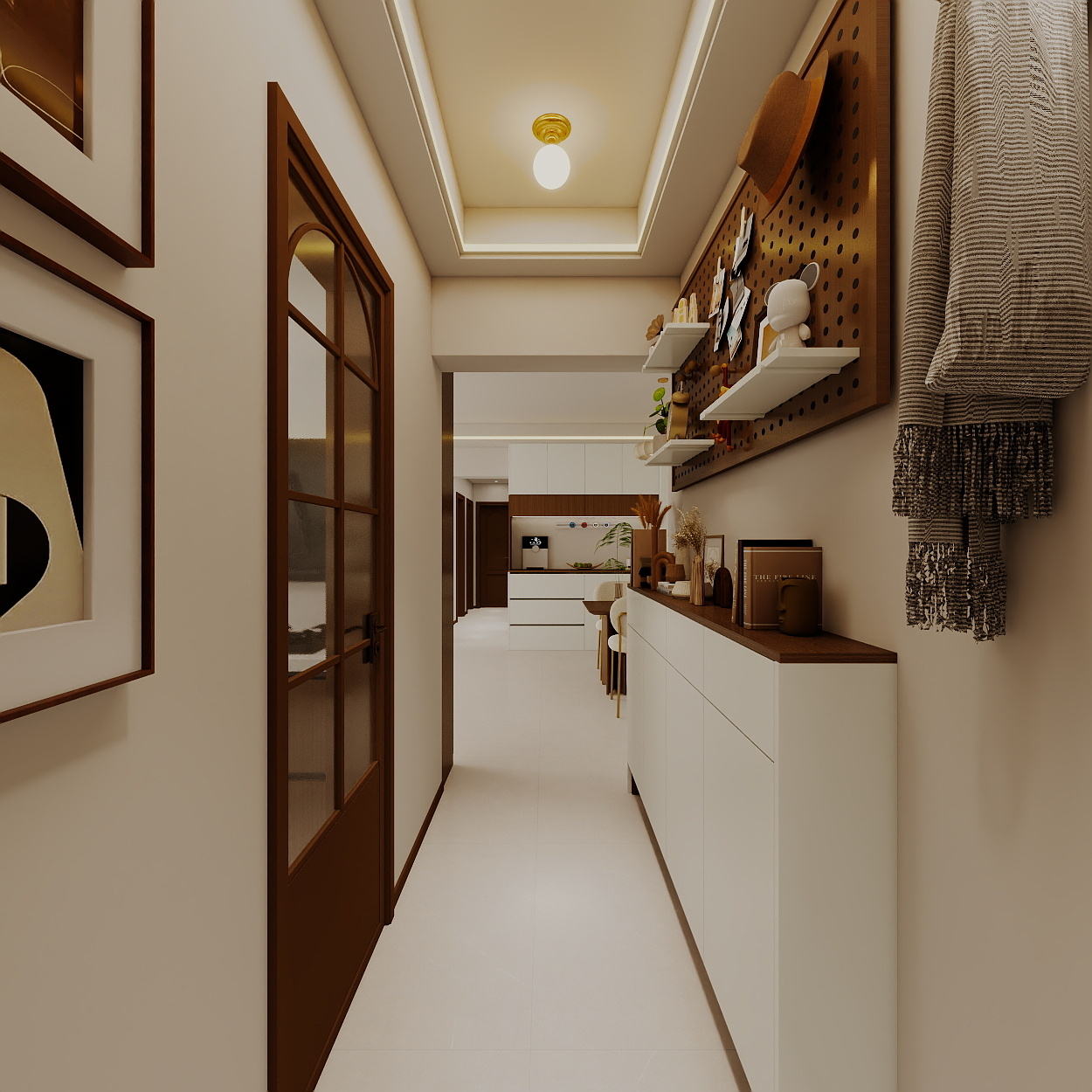 艺雅丽-99平中古奶油风 一层玄关装修效果图第3张