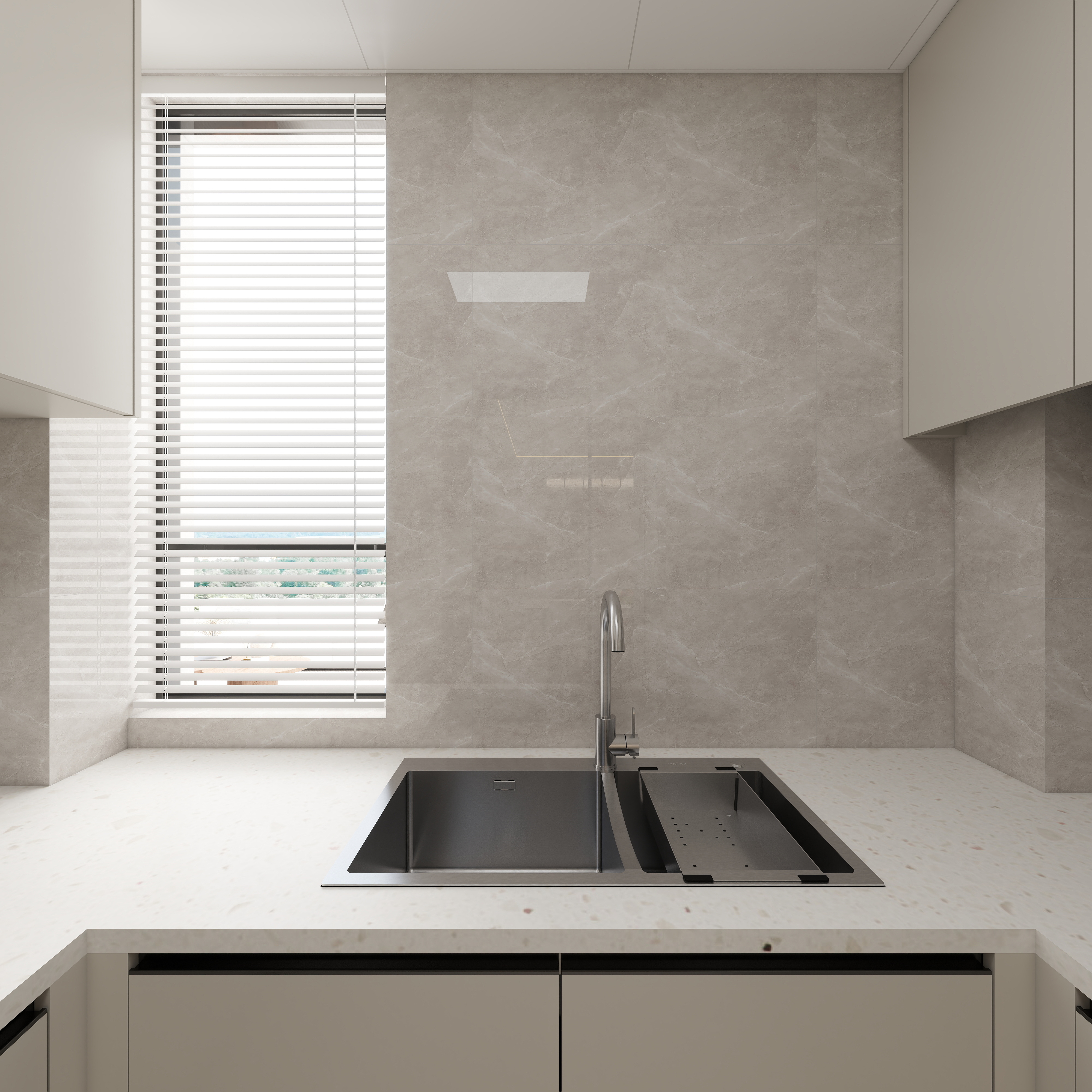 A-昭阳-现代奶油风一层厨房装修效果图第3张