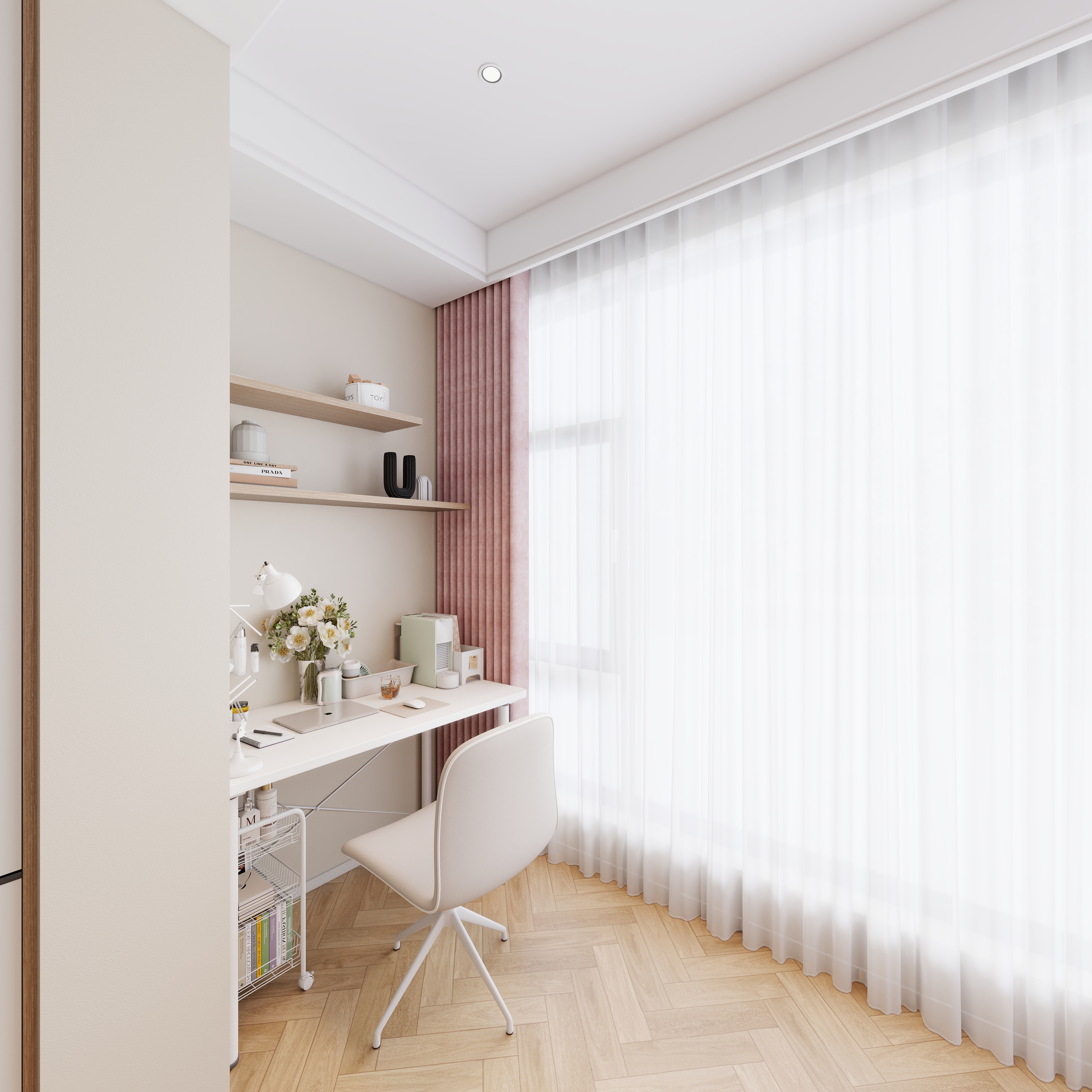 A-昭阳-现代奶油风一层次卧装修效果图第3张