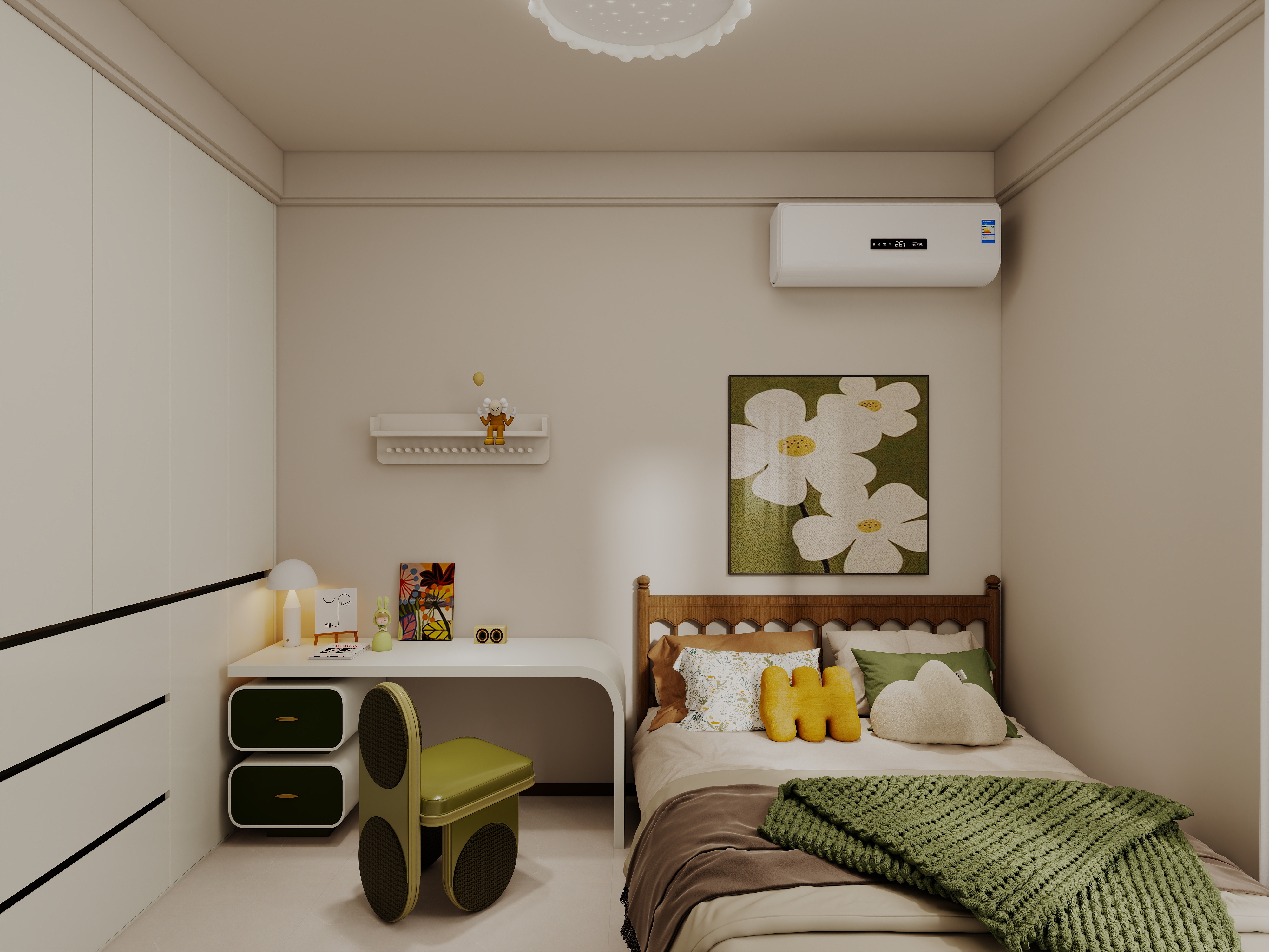 艺雅丽-99平中古奶油风 一层儿童房装修效果图第3张