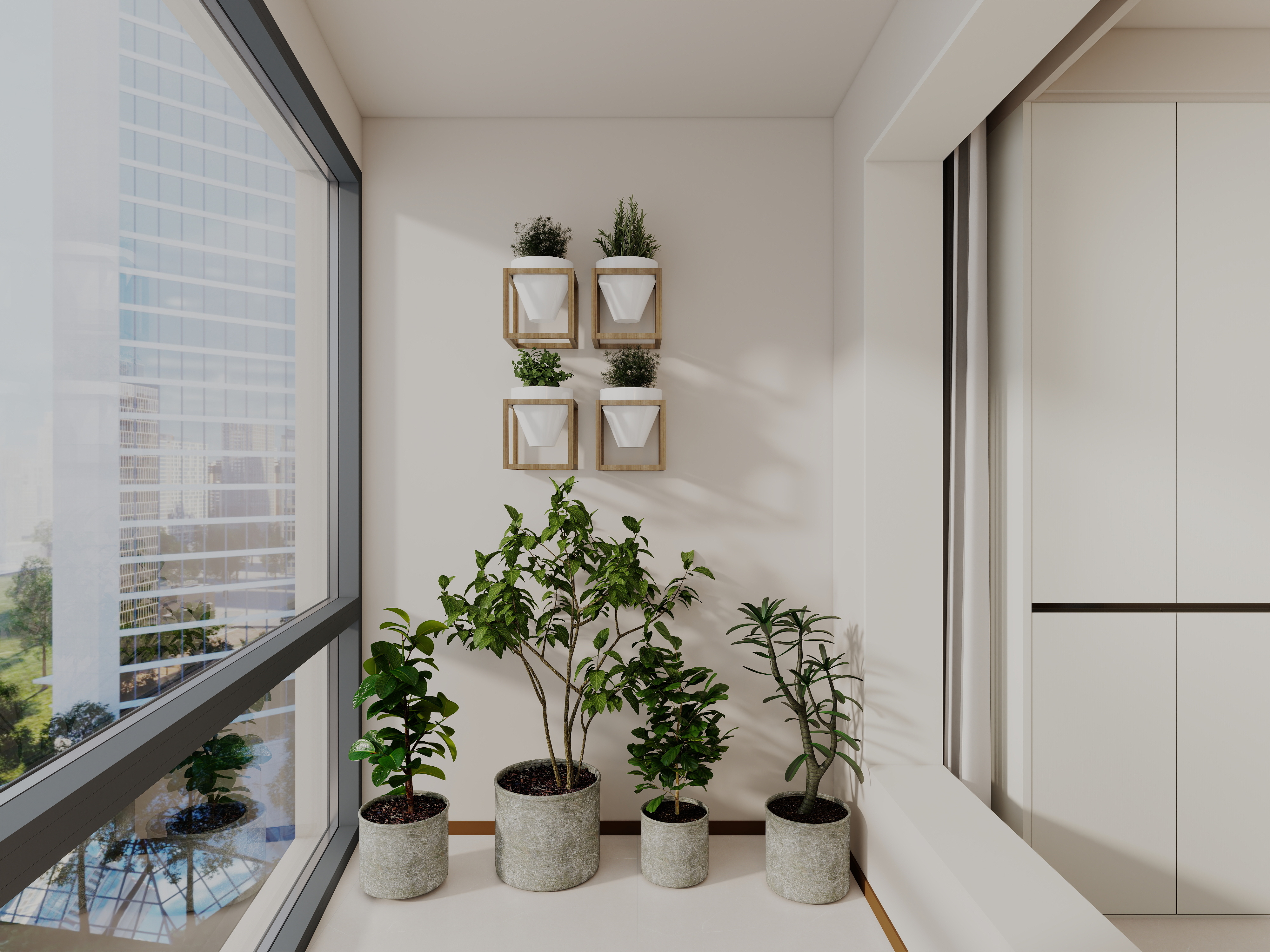 艺雅丽-99平中古奶油风 一层阳台装修效果图第2张