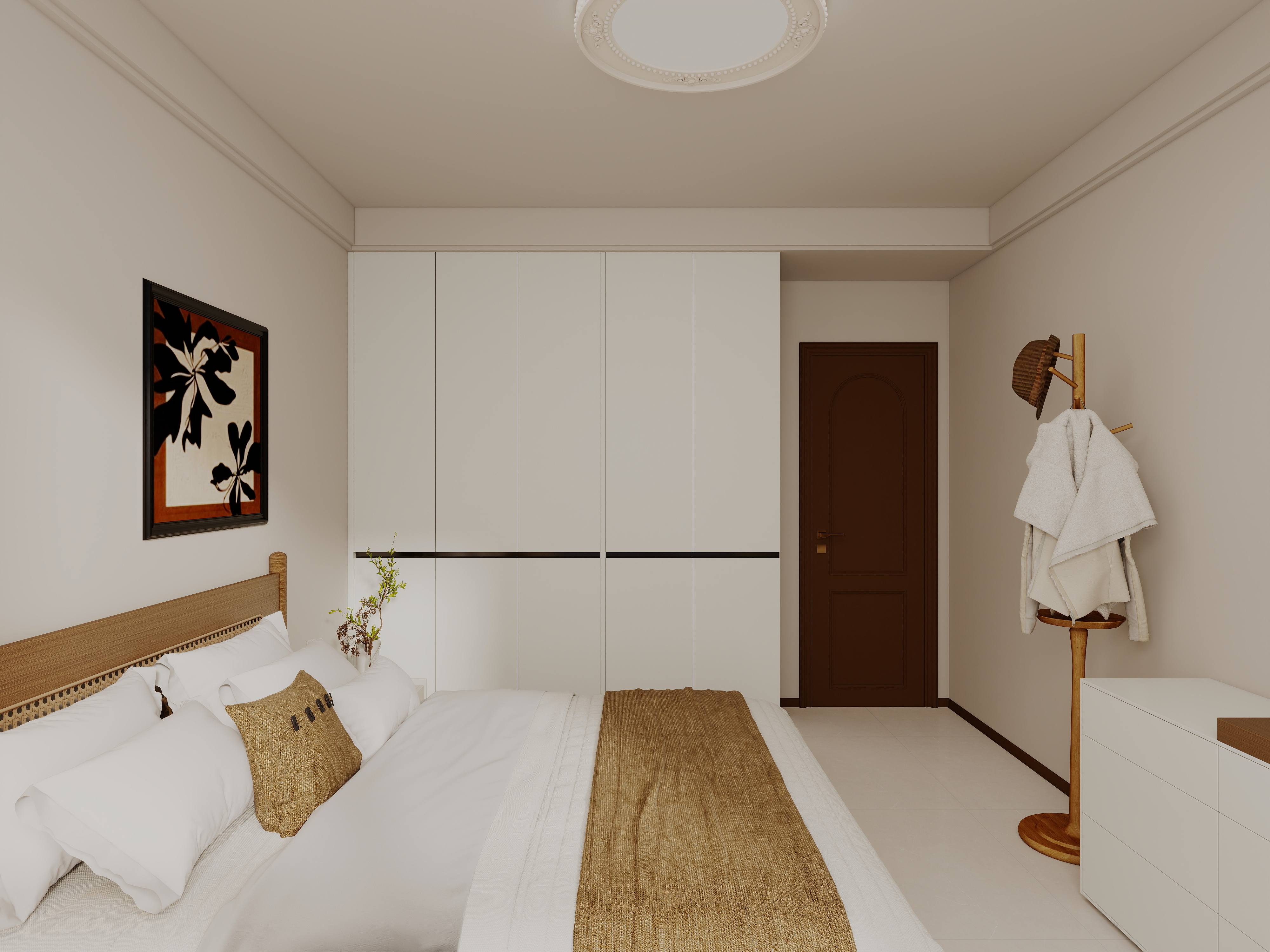 艺雅丽-99平中古奶油风 一层主卧装修效果图第2张