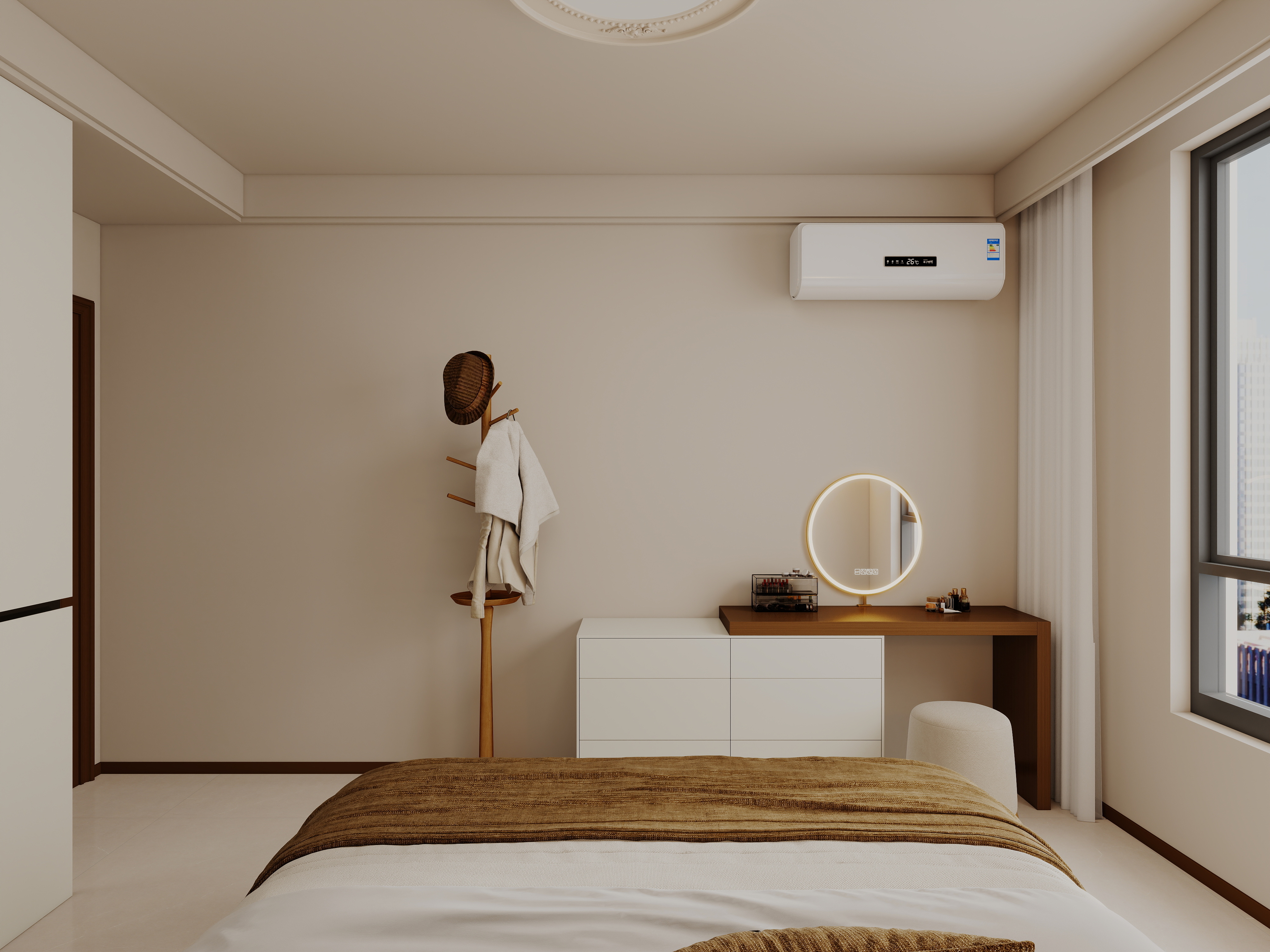 艺雅丽-99平中古奶油风 一层主卧装修效果图第1张