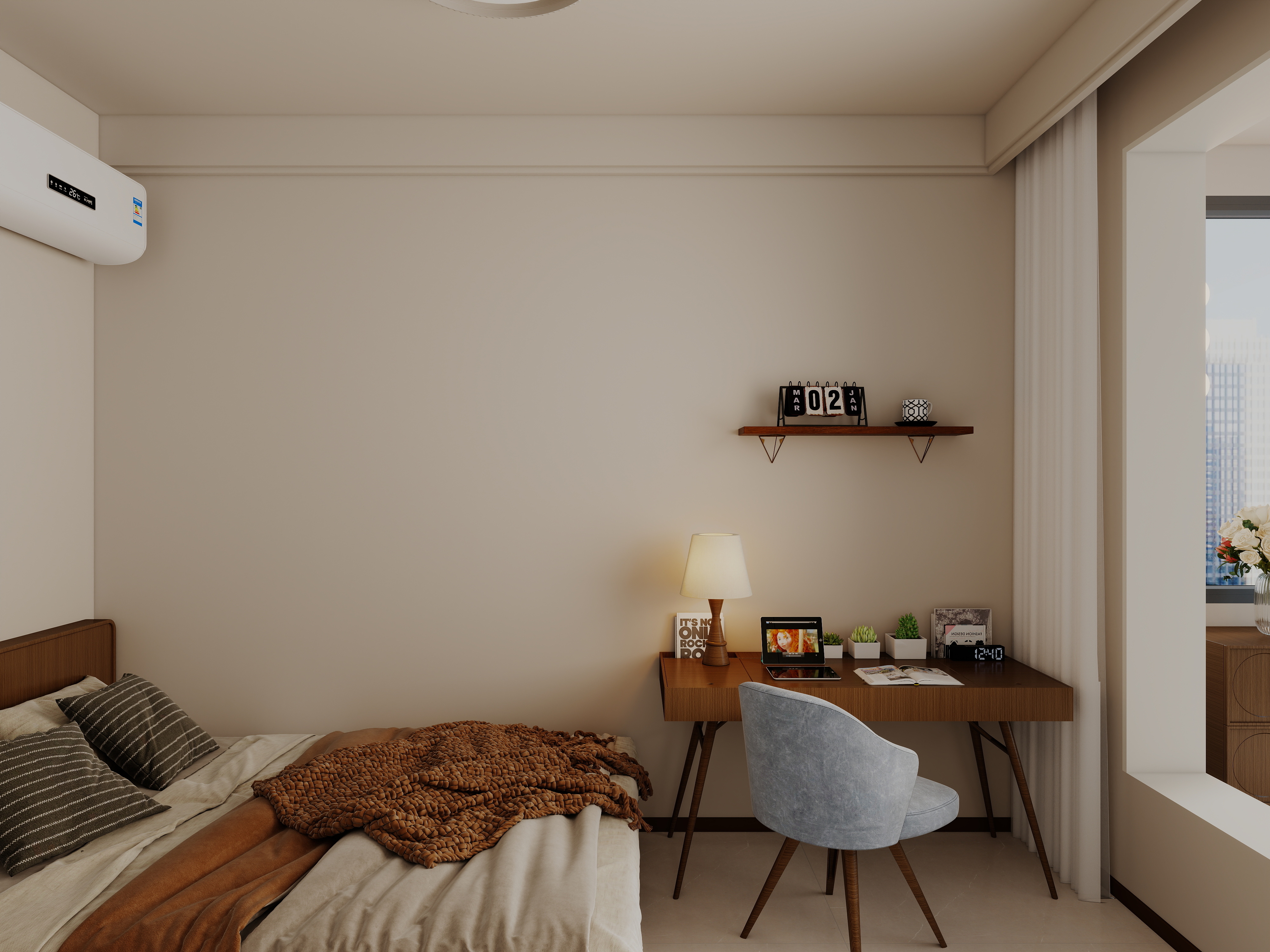 艺雅丽-99平中古奶油风 一层老人房装修效果图第2张