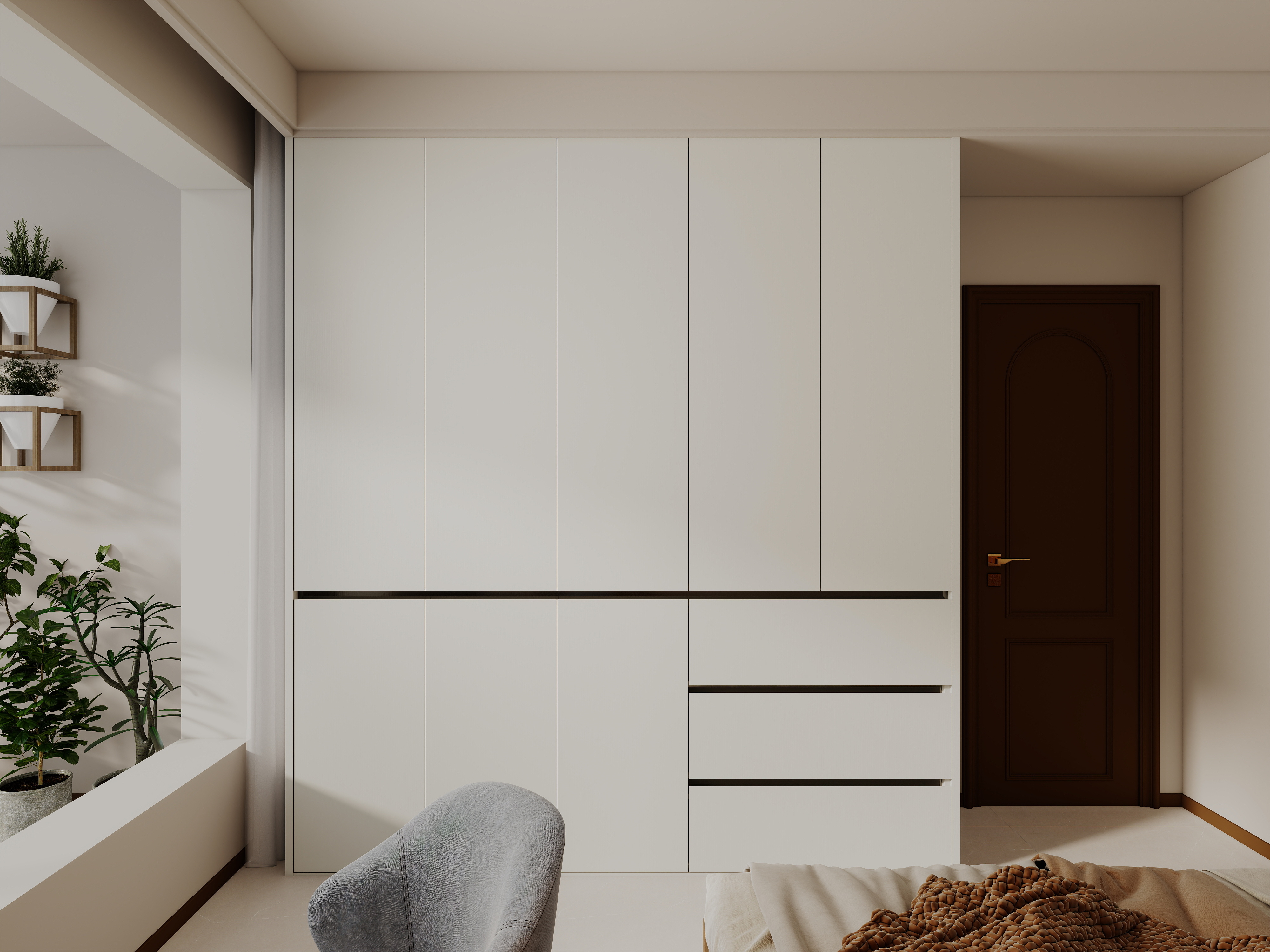 艺雅丽-99平中古奶油风 一层老人房装修效果图第1张