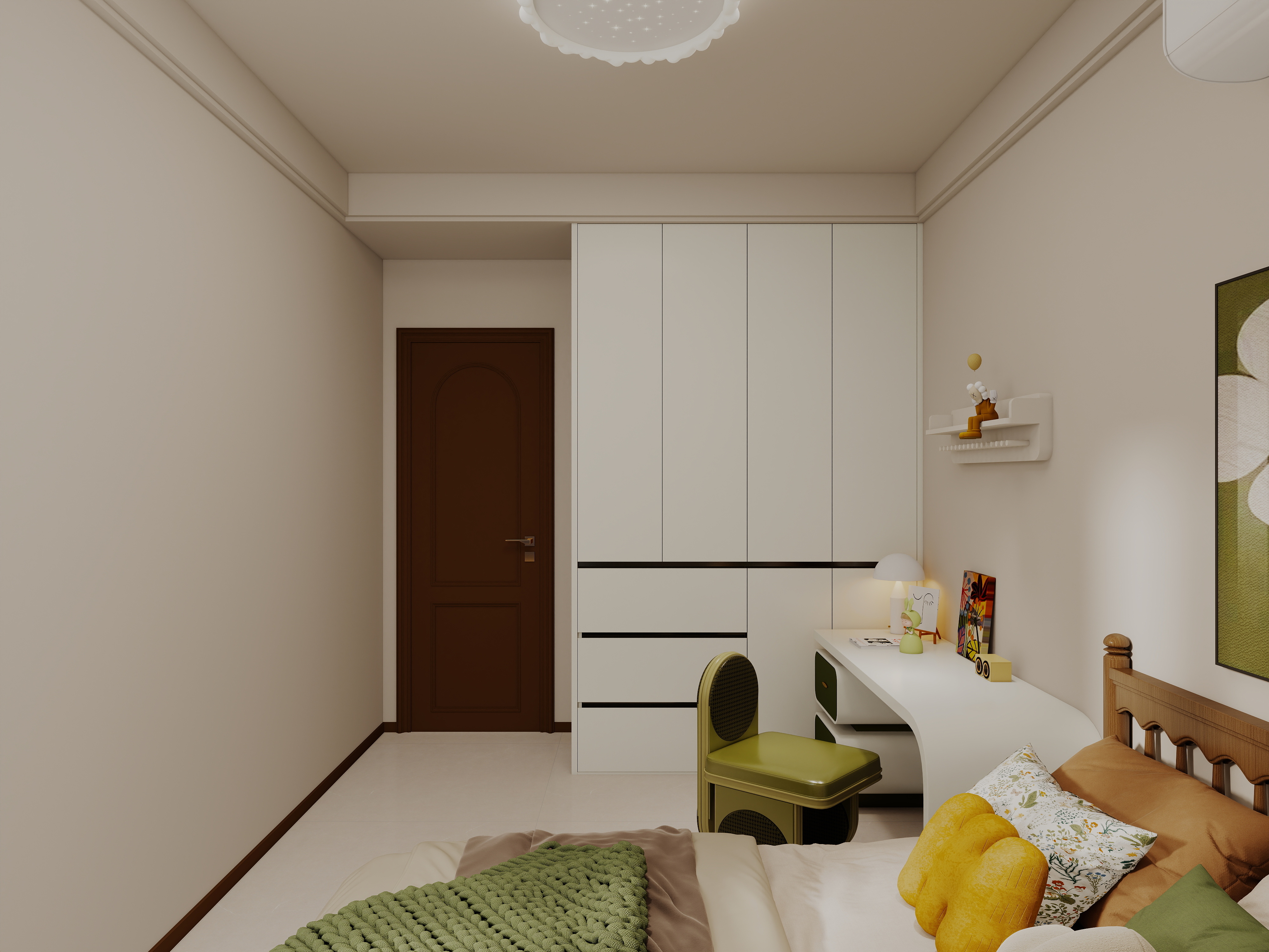 艺雅丽-99平中古奶油风 一层儿童房装修效果图第1张