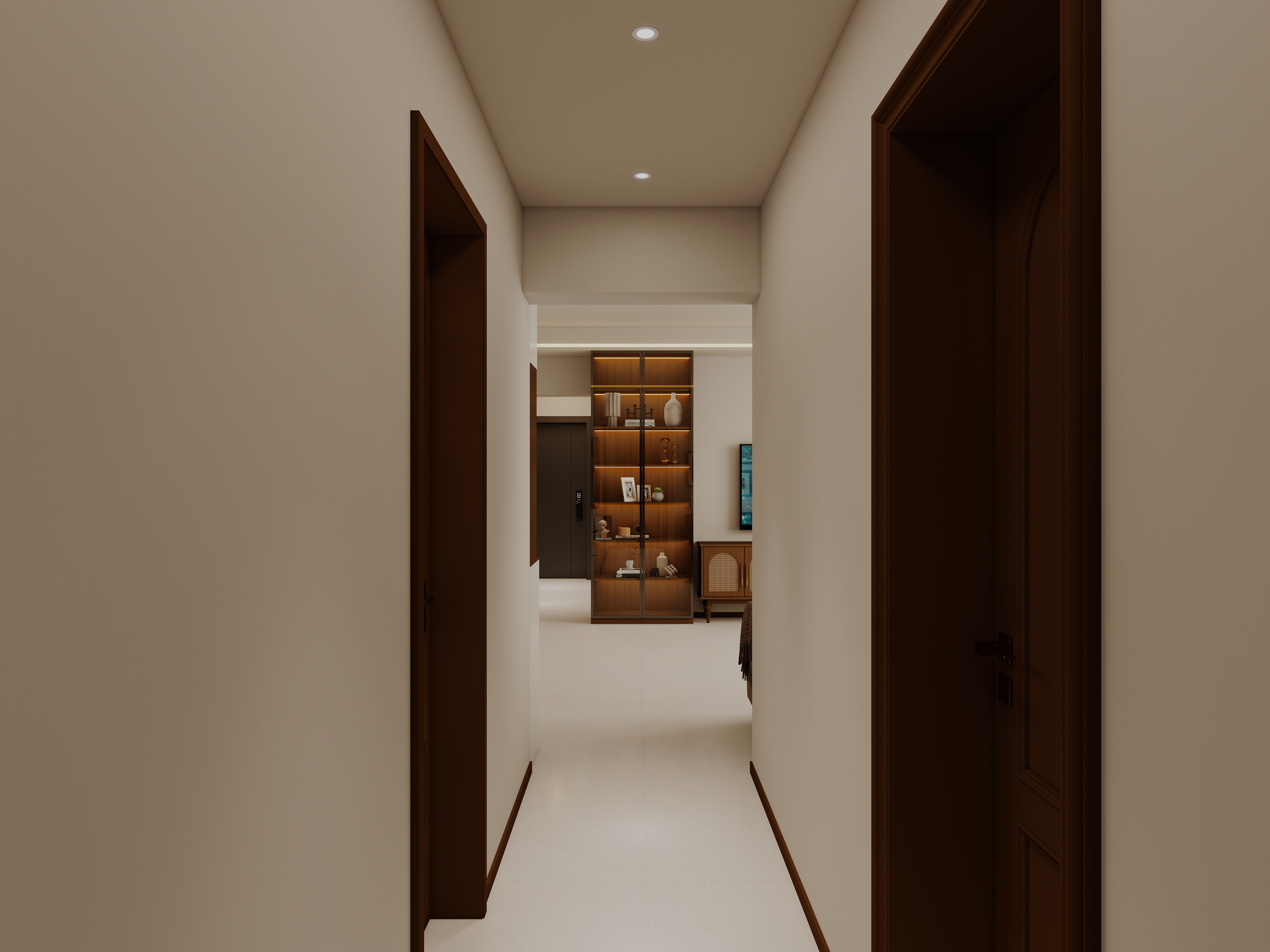 艺雅丽-99平中古奶油风 一层走廊装修效果图第2张