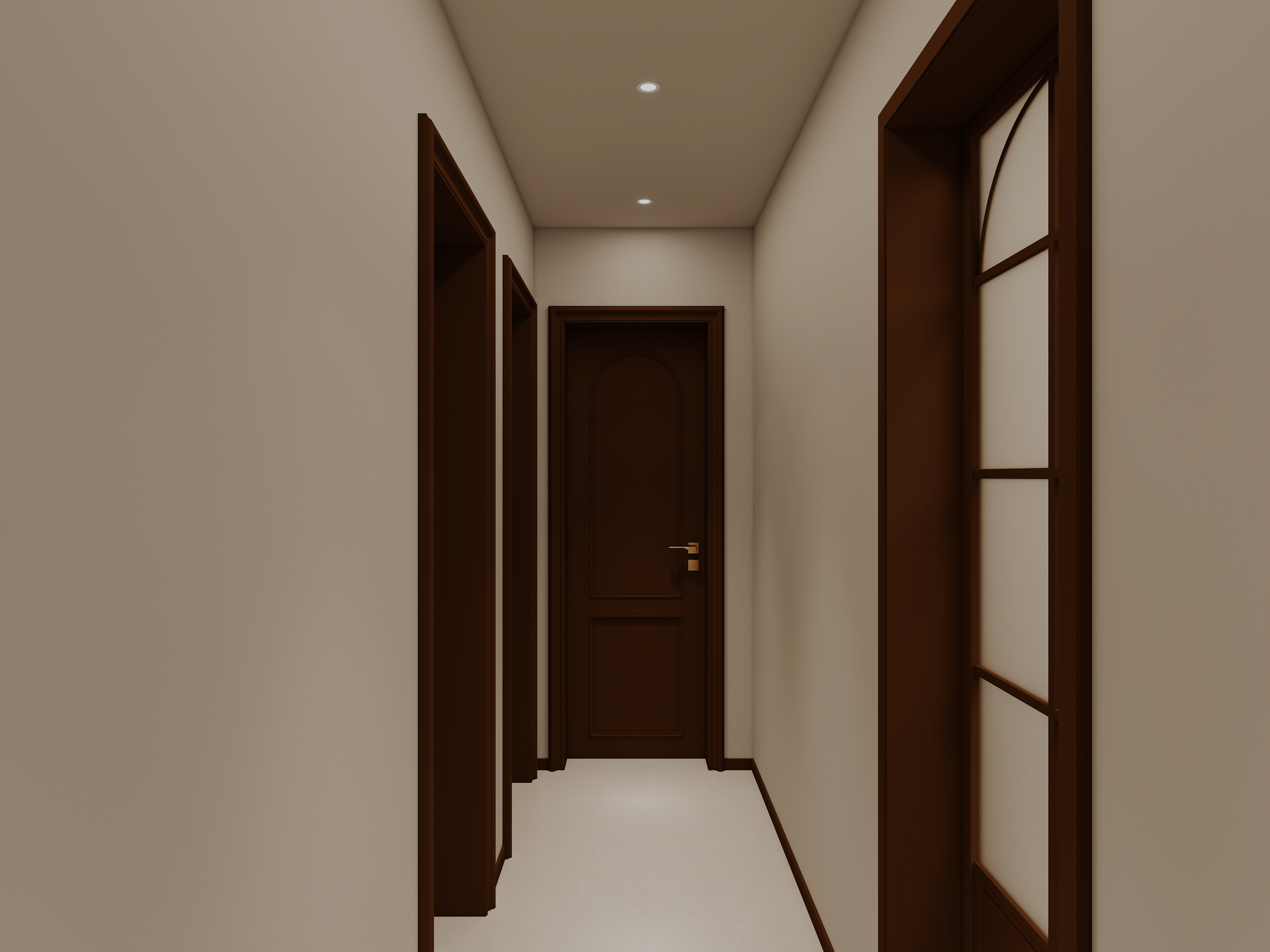 艺雅丽-99平中古奶油风 一层走廊装修效果图第1张