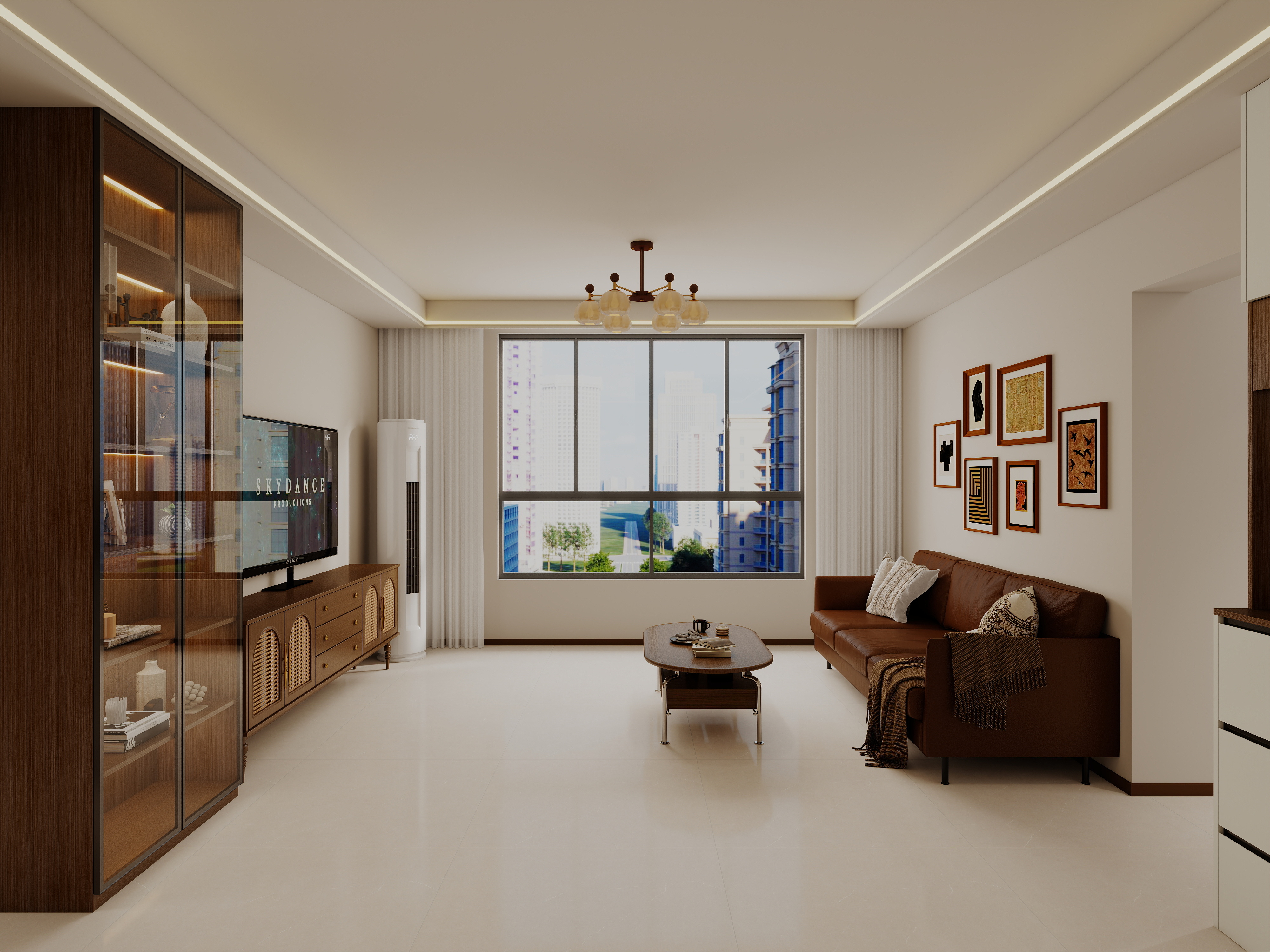 艺雅丽-99平中古奶油风 装修效果图