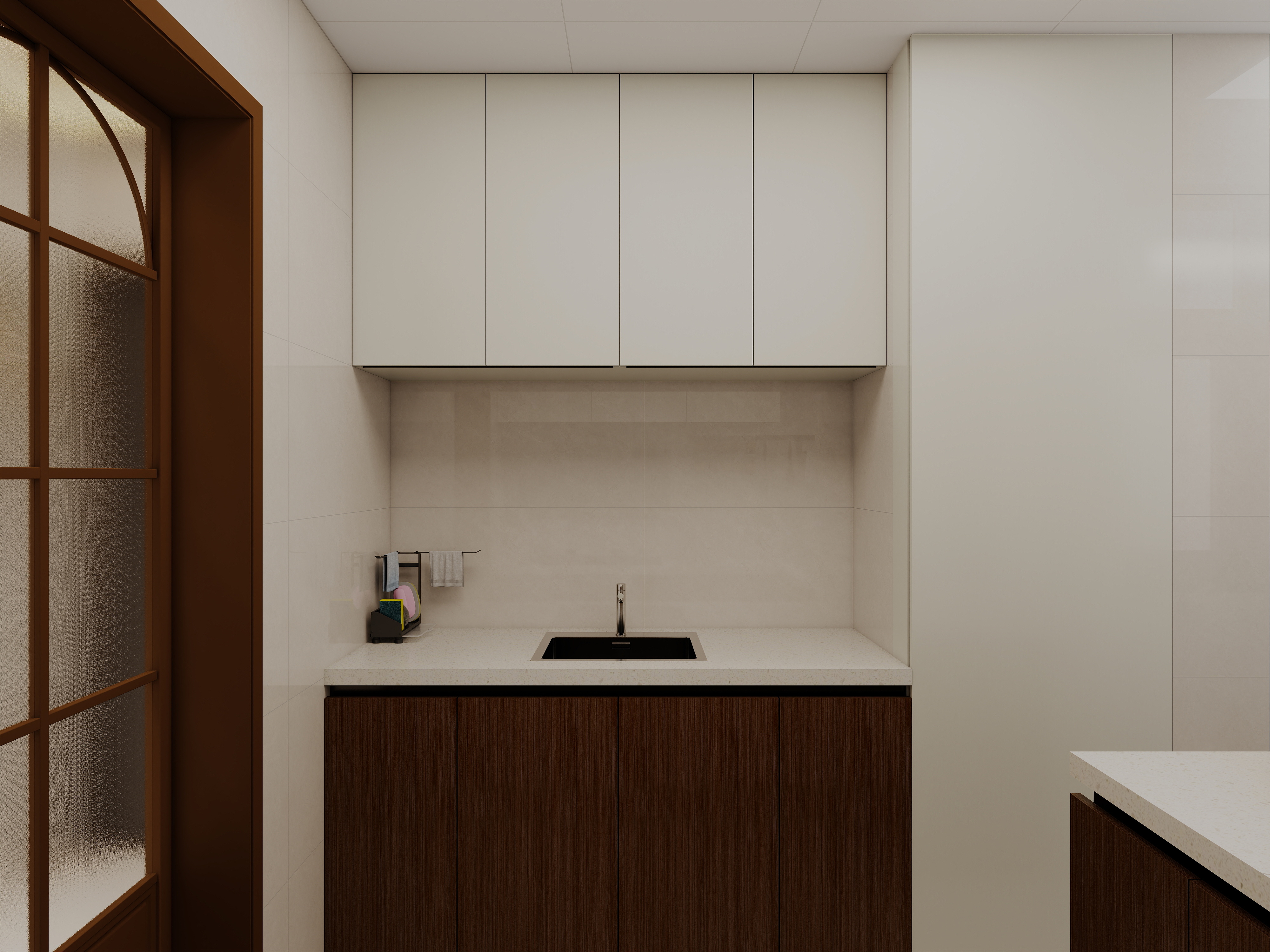 艺雅丽-99平中古奶油风 一层厨房装修效果图第1张