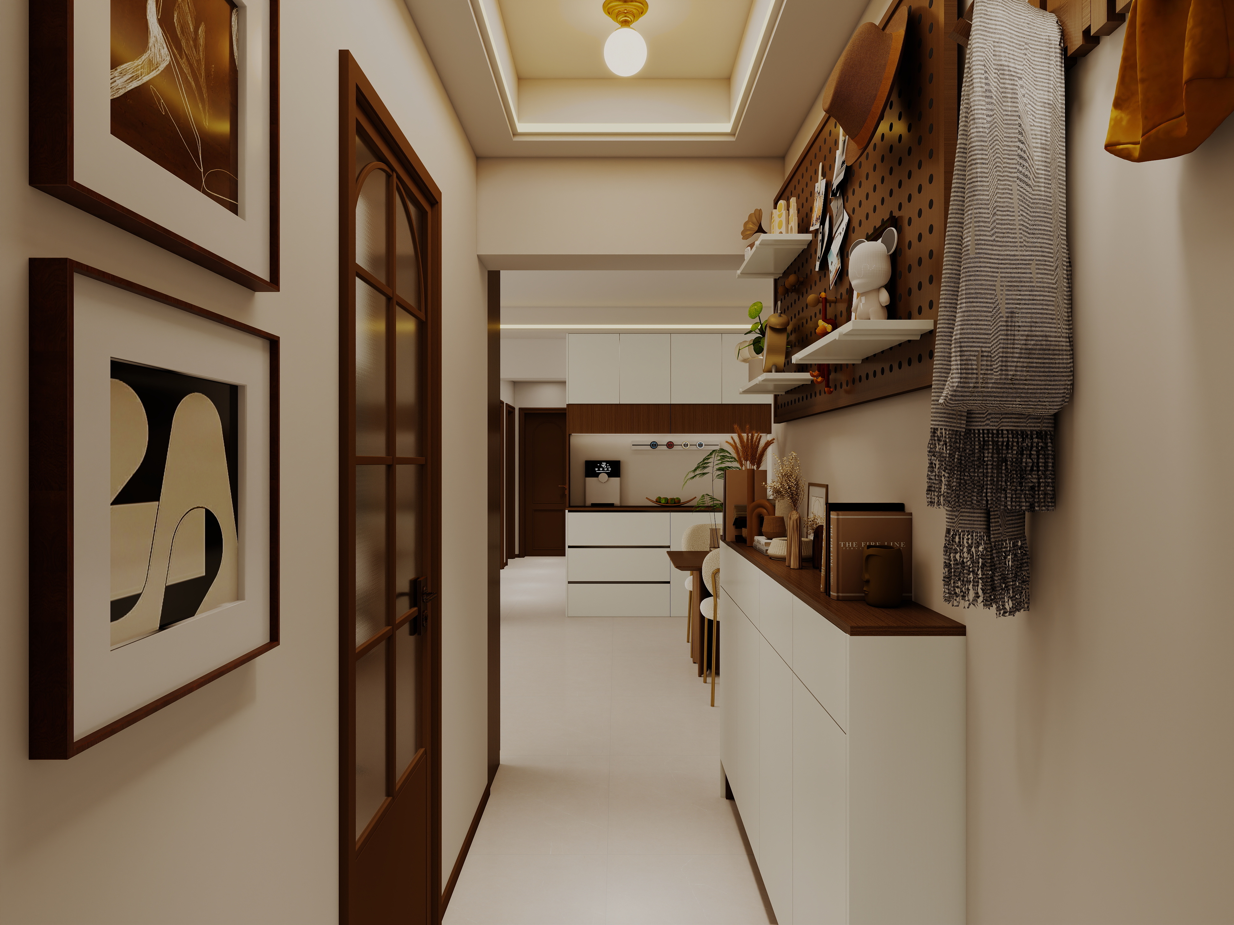 艺雅丽-99平中古奶油风 一层玄关装修效果图第2张