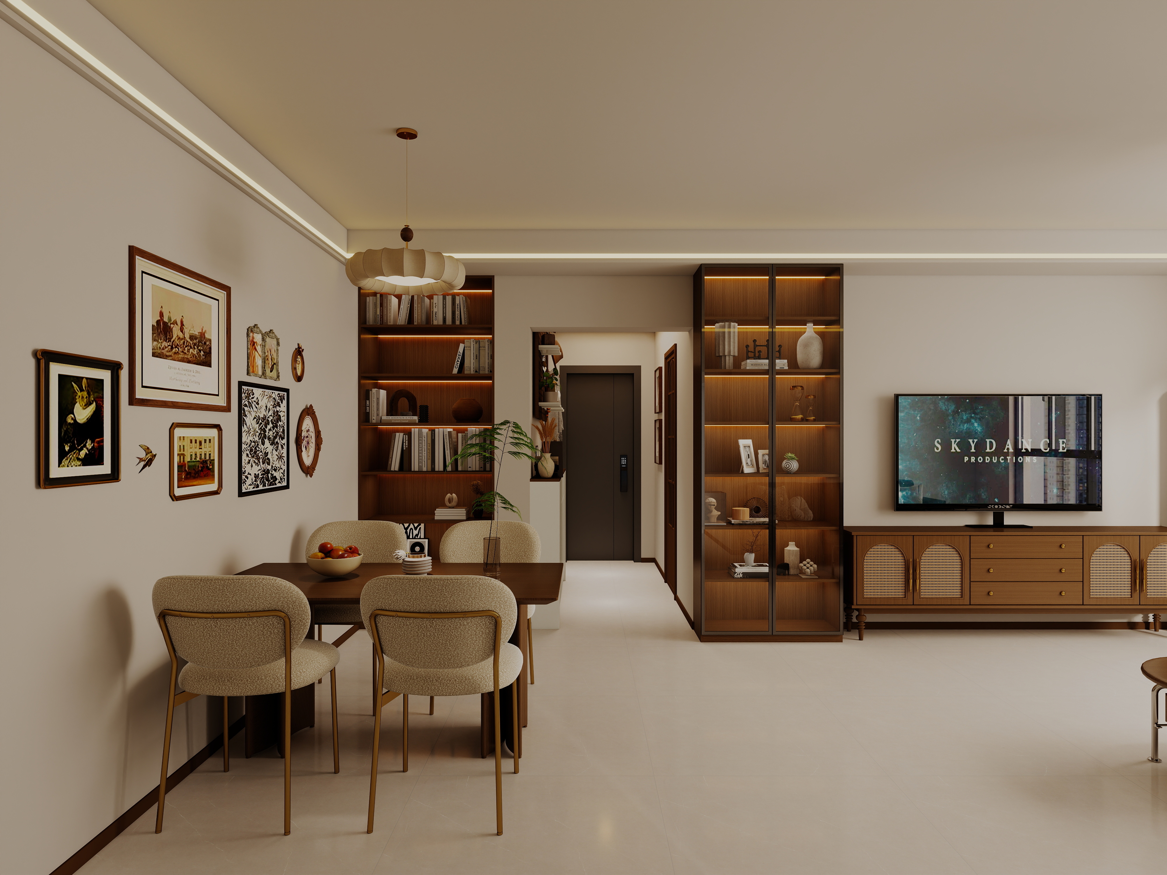 艺雅丽-99平中古奶油风 装修效果图