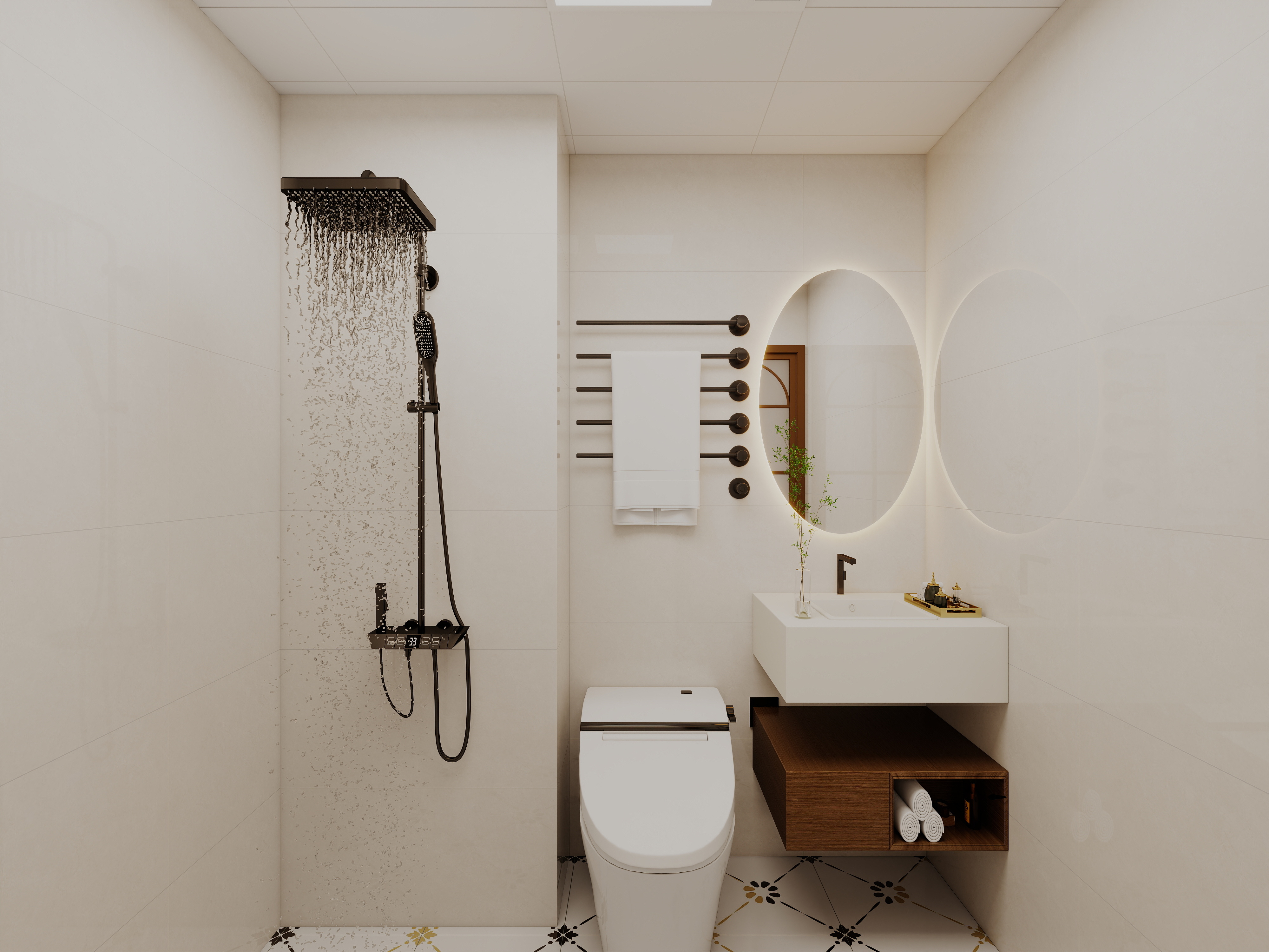 艺雅丽-99平中古奶油风 一层主卫装修效果图第2张