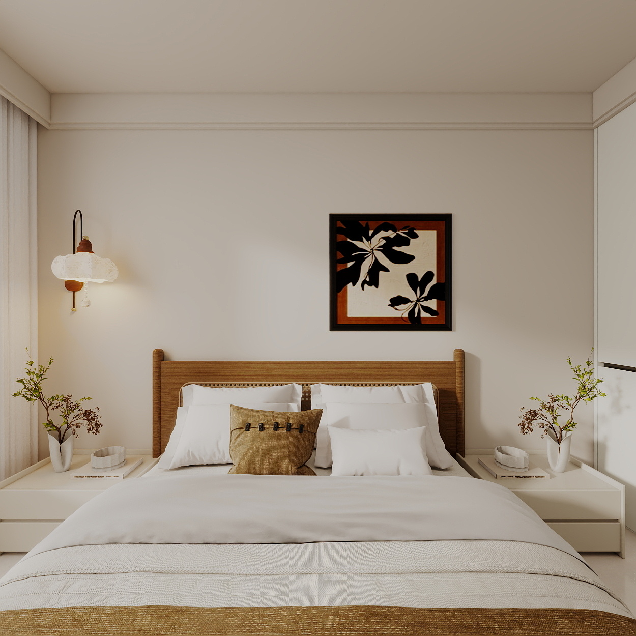 艺雅丽-99平中古奶油风 一层主卧装修效果图第4张