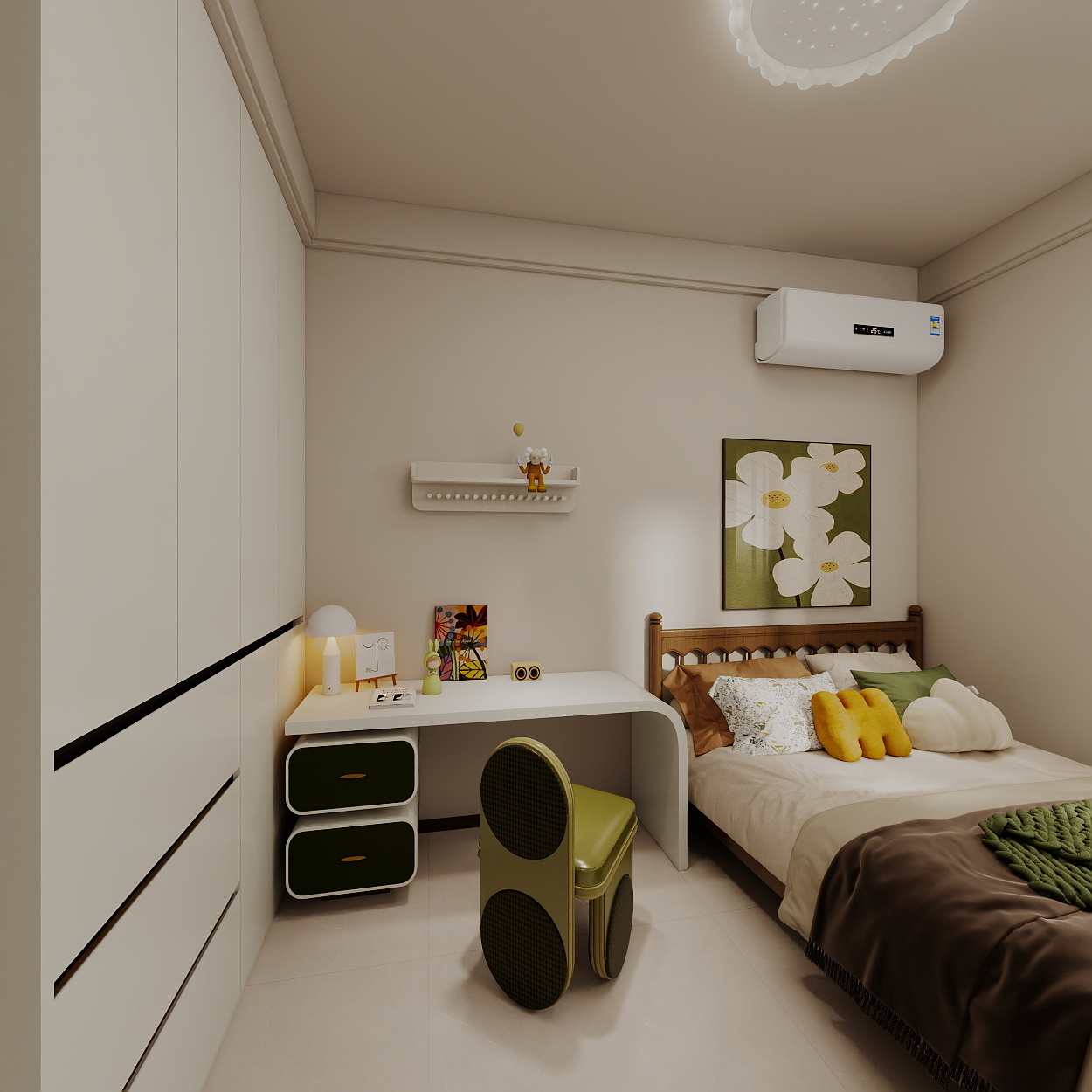 艺雅丽-99平中古奶油风 一层儿童房装修效果图第4张