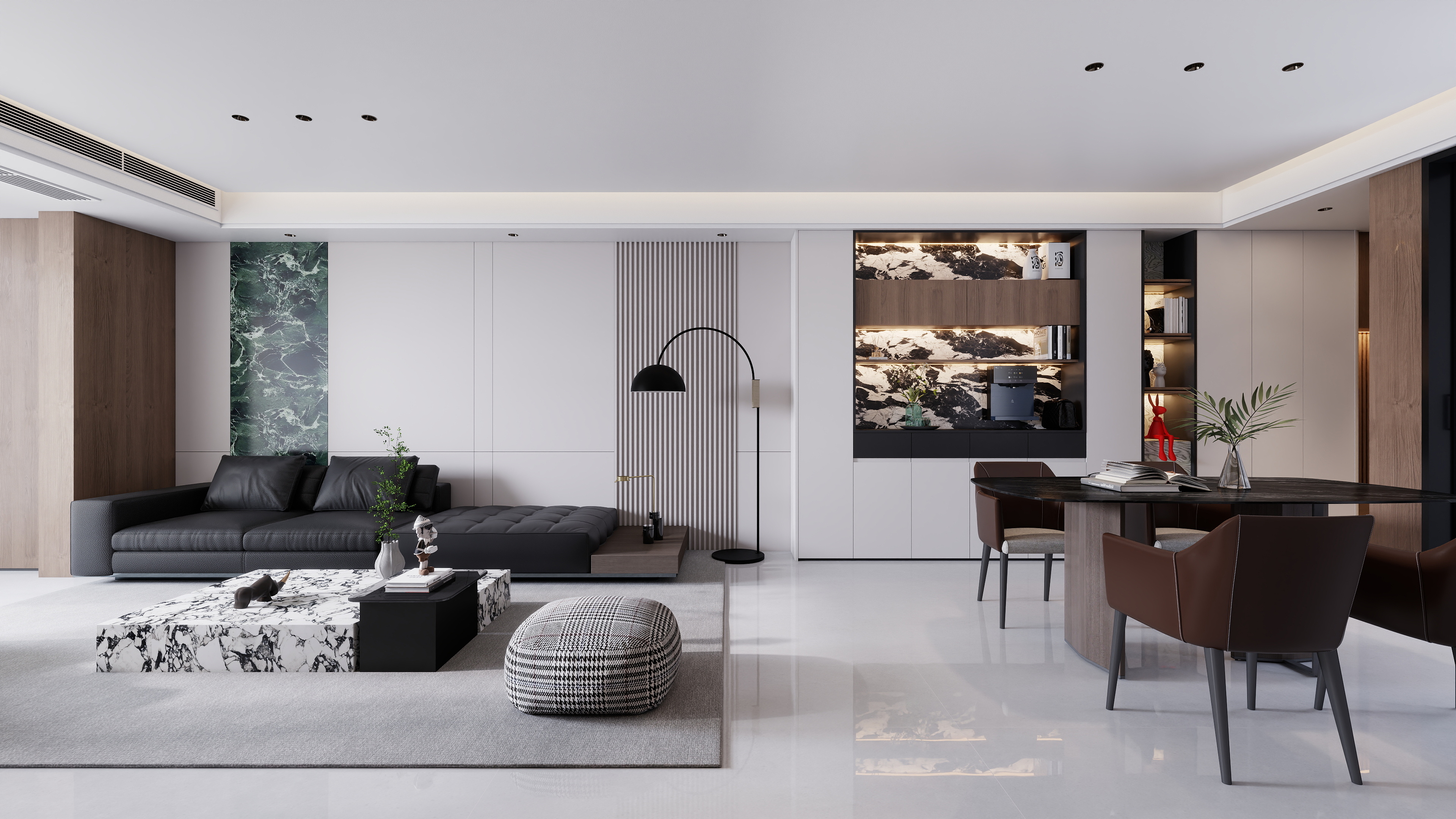 米斐家居888-120平现代客餐厅-装修设计方案