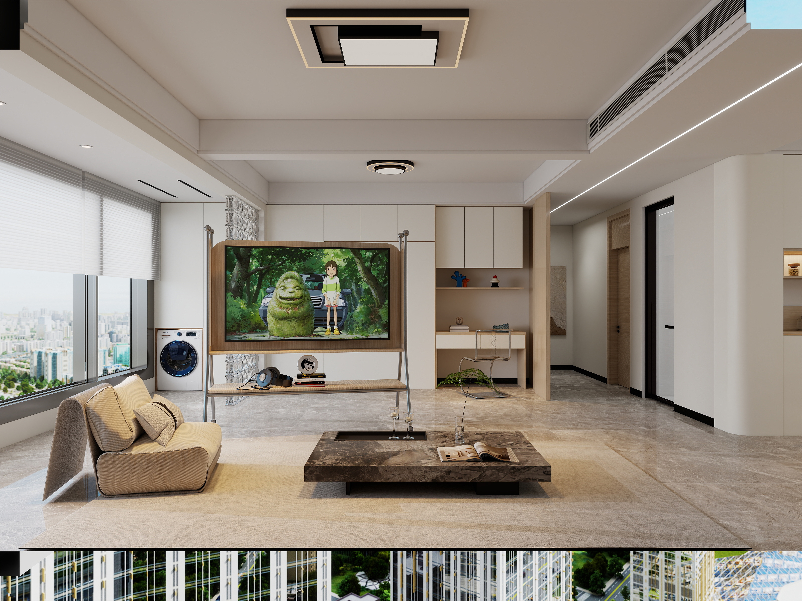 阿刘私宅设计师-海棠映月客餐厅全开放式-装修设计方案