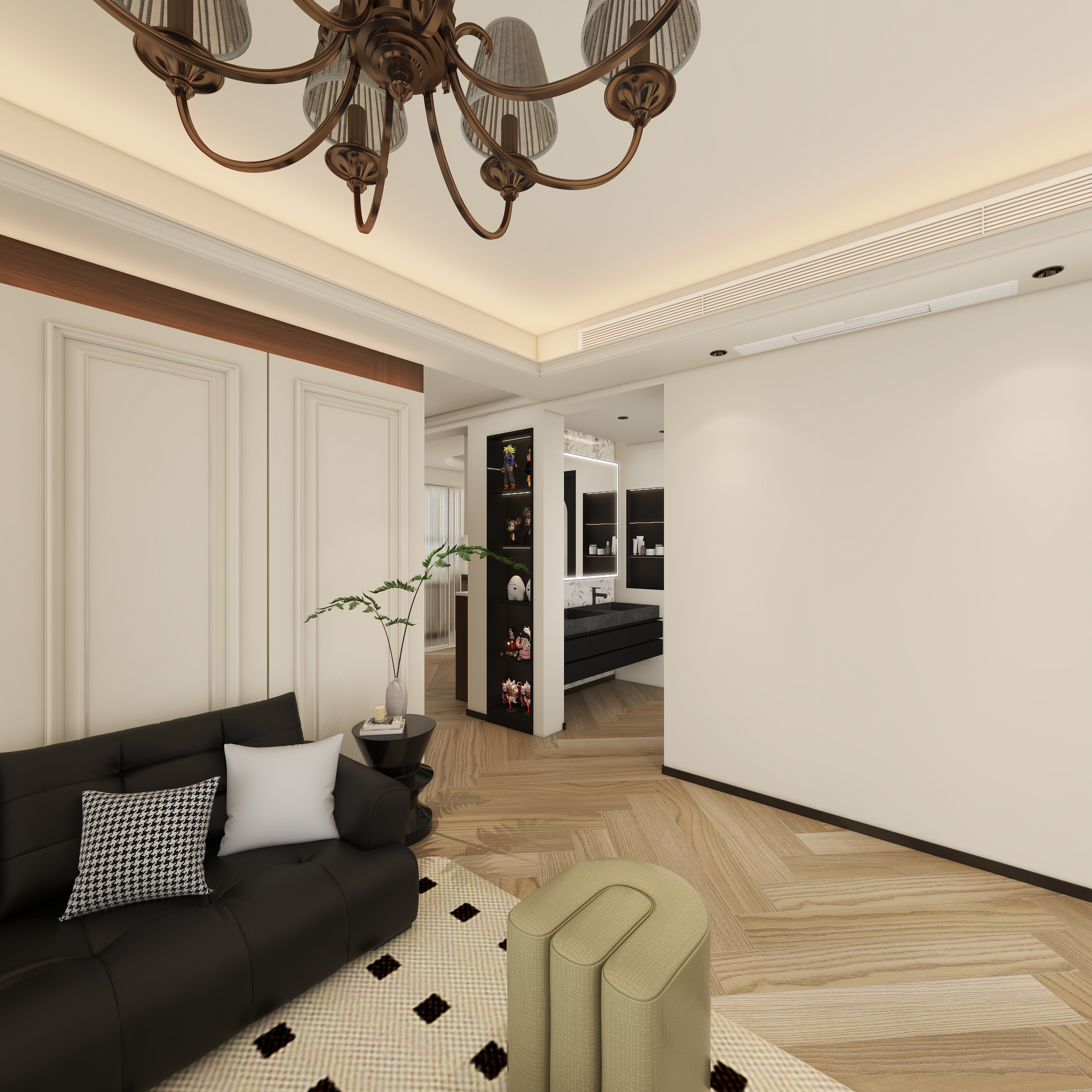 大金空调官方-乳白流光，邂逅法式复古的 130㎡浪漫栖居一层客厅装修效果图第4张