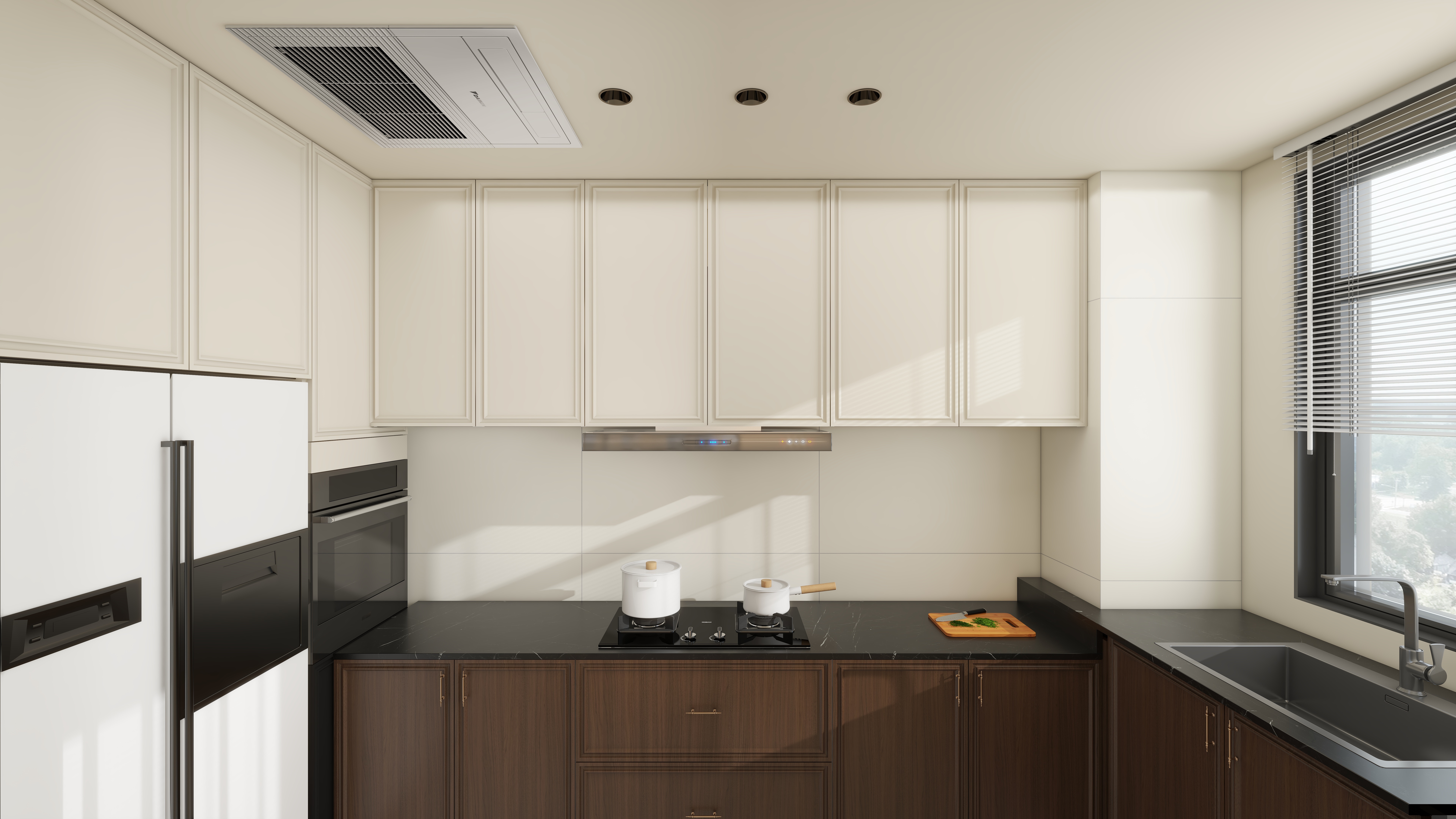 大金空调官方-乳白流光,邂逅法式复古的 130㎡浪漫栖居一层厨房装修效果图第2张