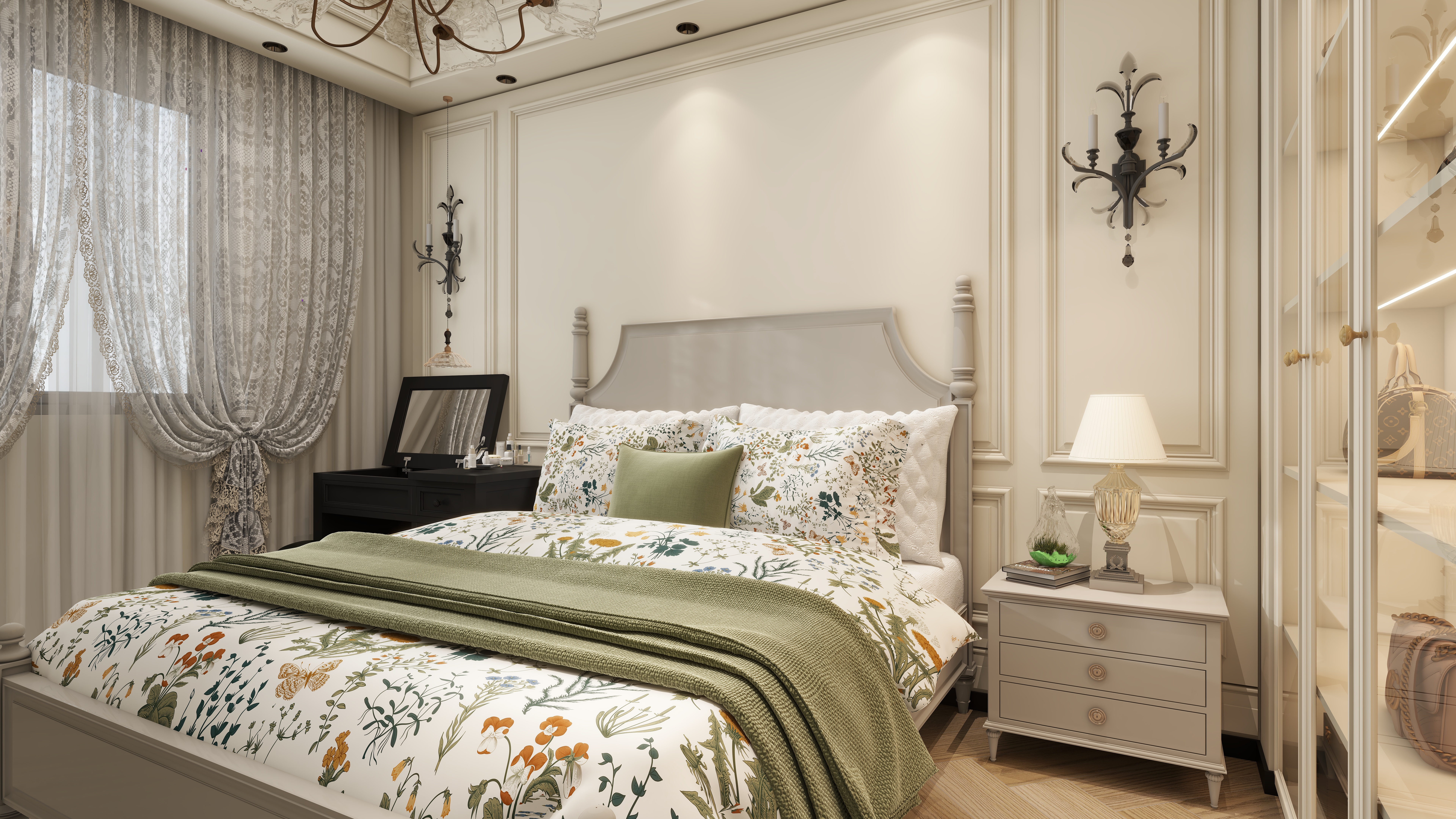 大金空调官方-乳白流光,邂逅法式复古的 130㎡浪漫栖居一层次卧装修效果图第2张