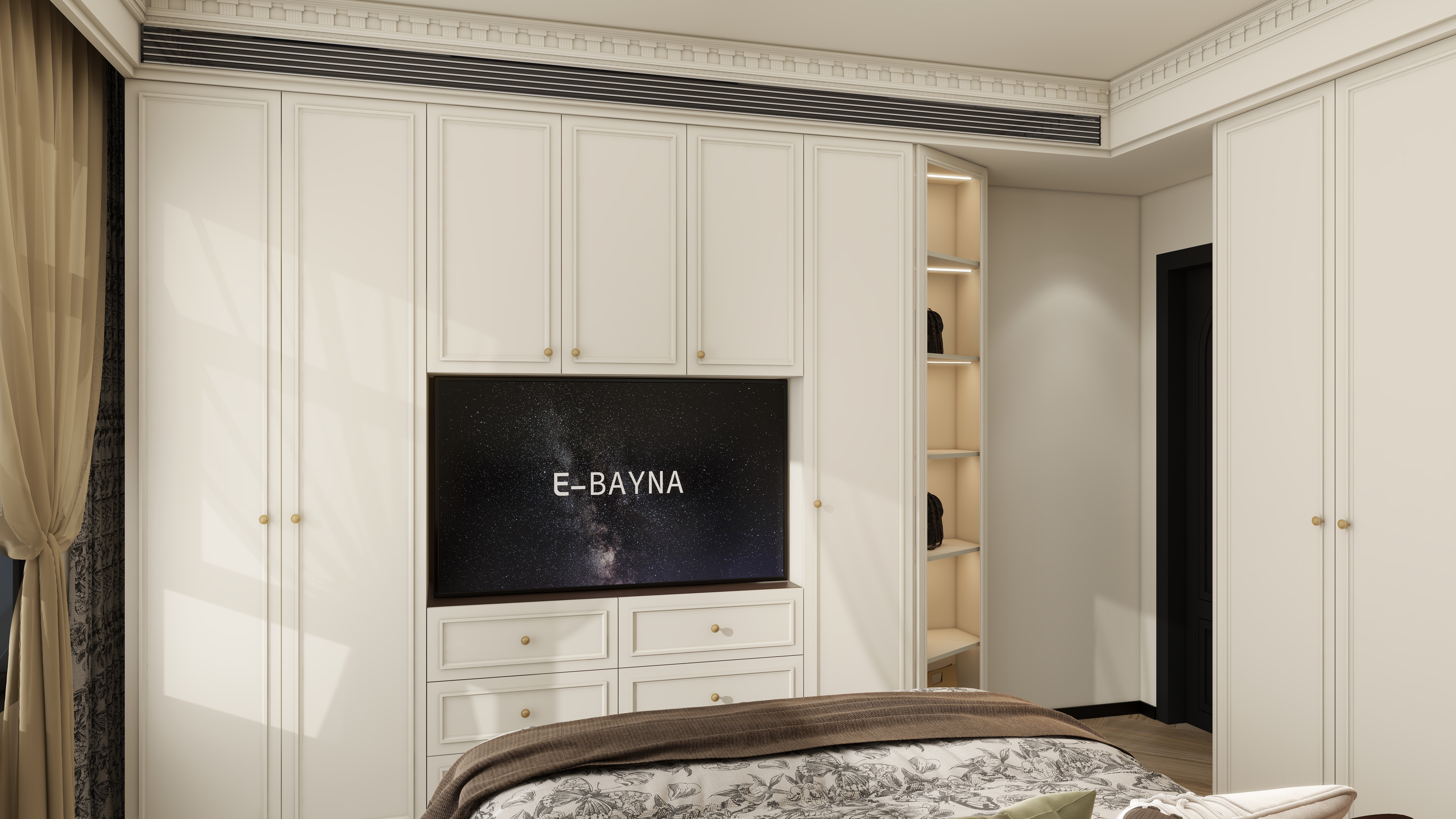 大金空调官方-乳白流光,邂逅法式复古的 130㎡浪漫栖居一层主卧装修效果图第2张