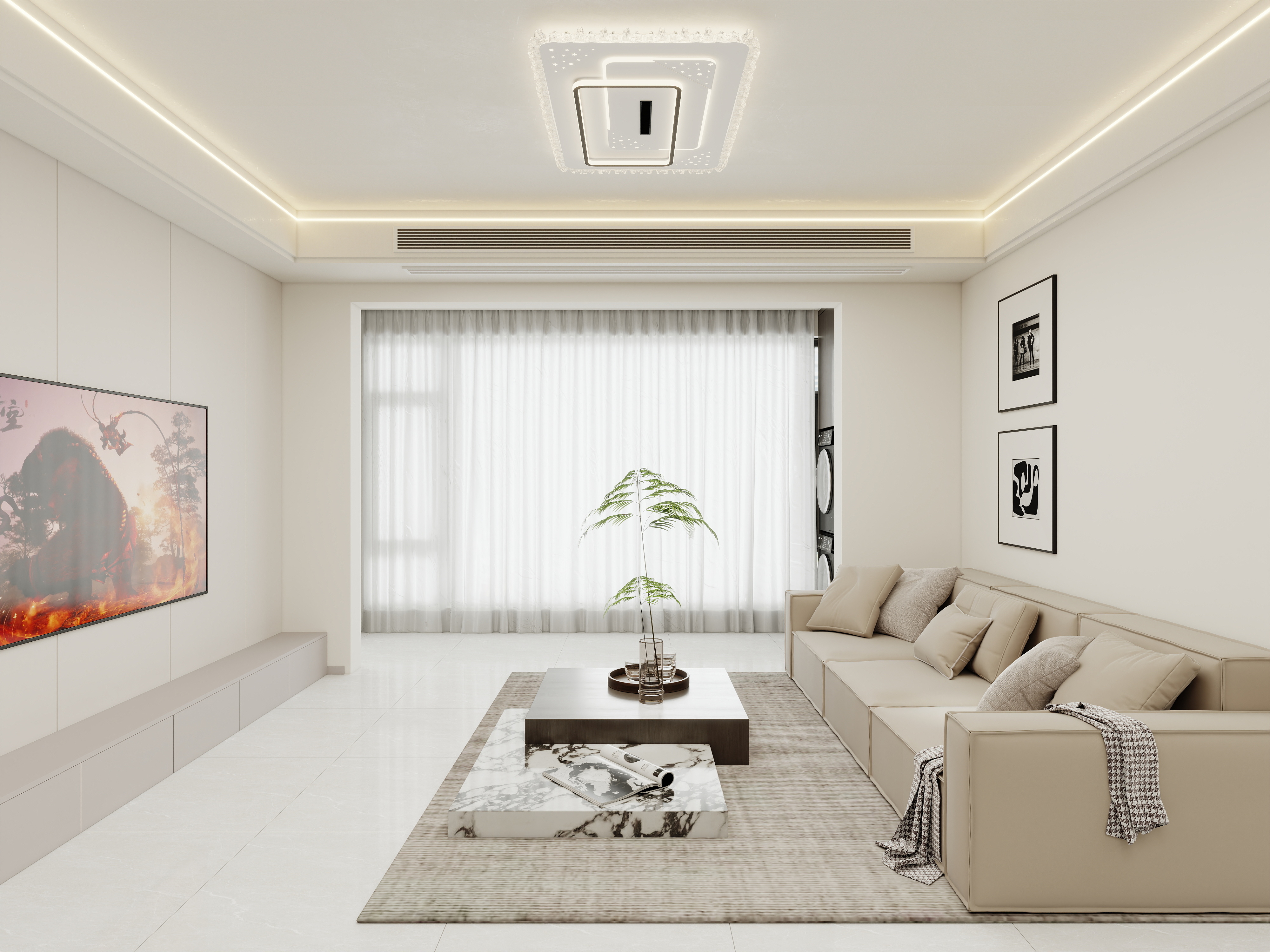 壹诺设计工作室-105㎡3室-现代简约 装修效果图