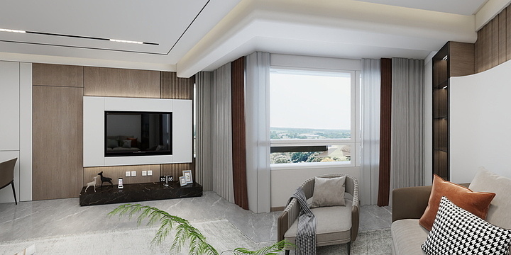 艺术向左生活向右-假日蓝湾新区D1#1-21-4建模-装修设计方案