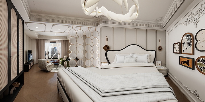 KAKA.设计-龙湾半岛22-1美式复古-装修设计方案