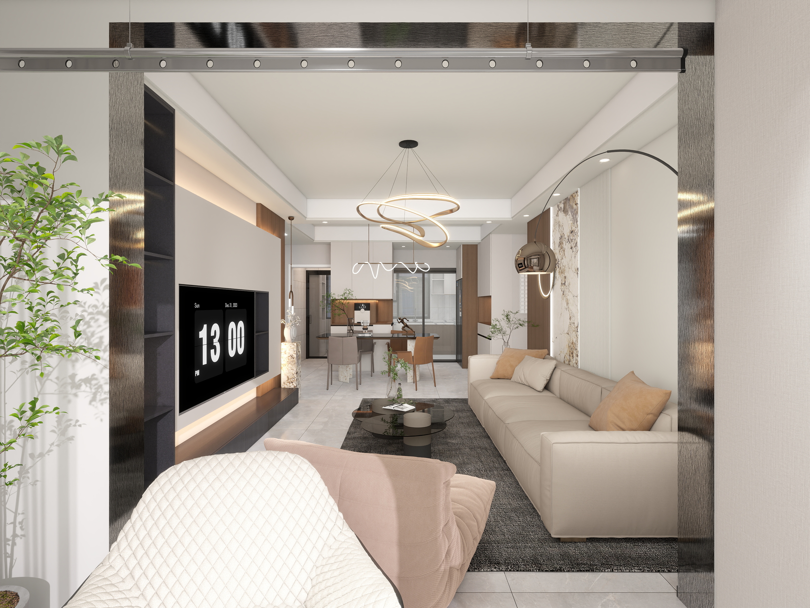 艺雅丽-99平现代风格 装修效果图