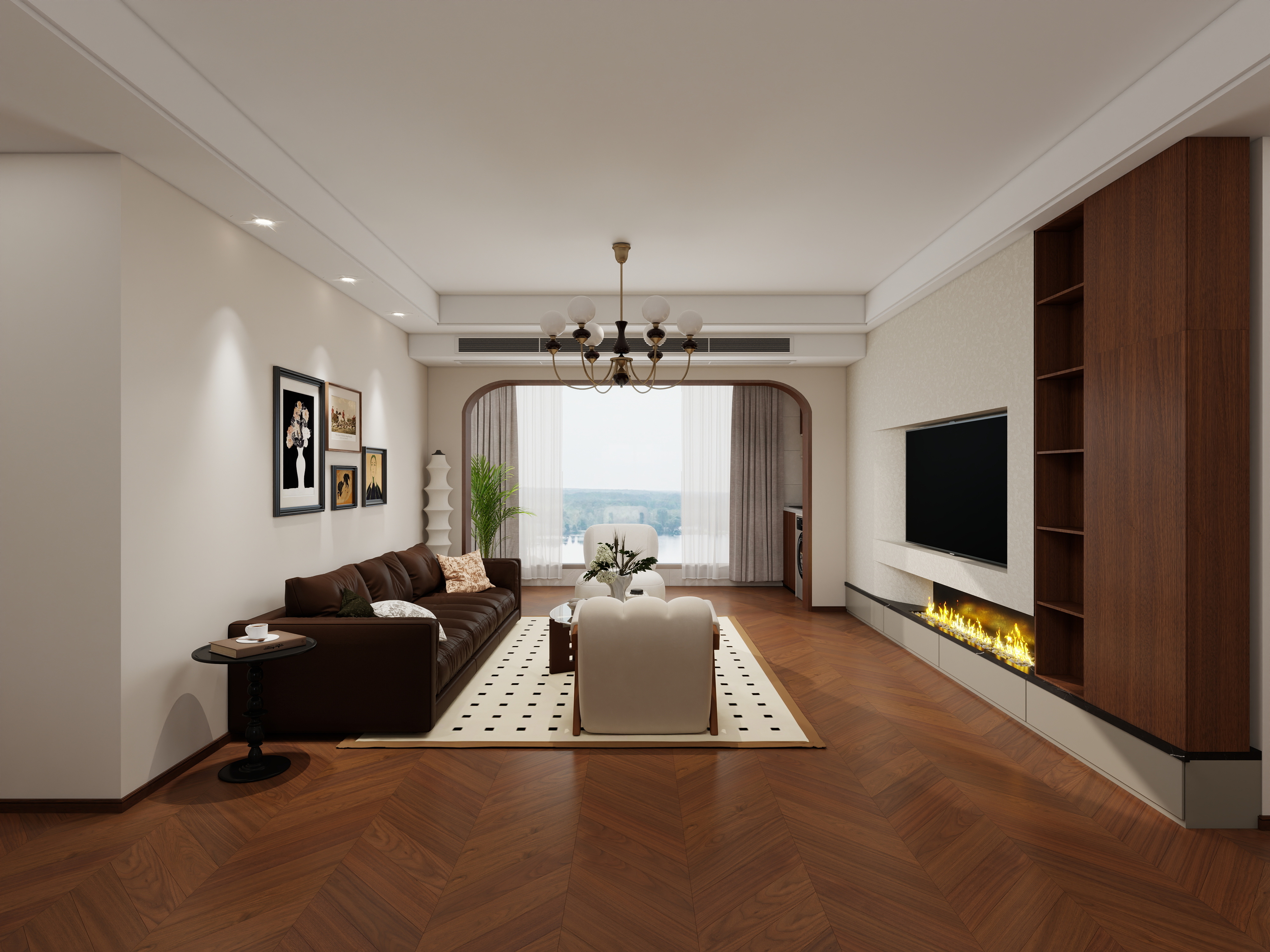 圆梦设计-恒福山湖峰境-中古风121㎡装修效果图