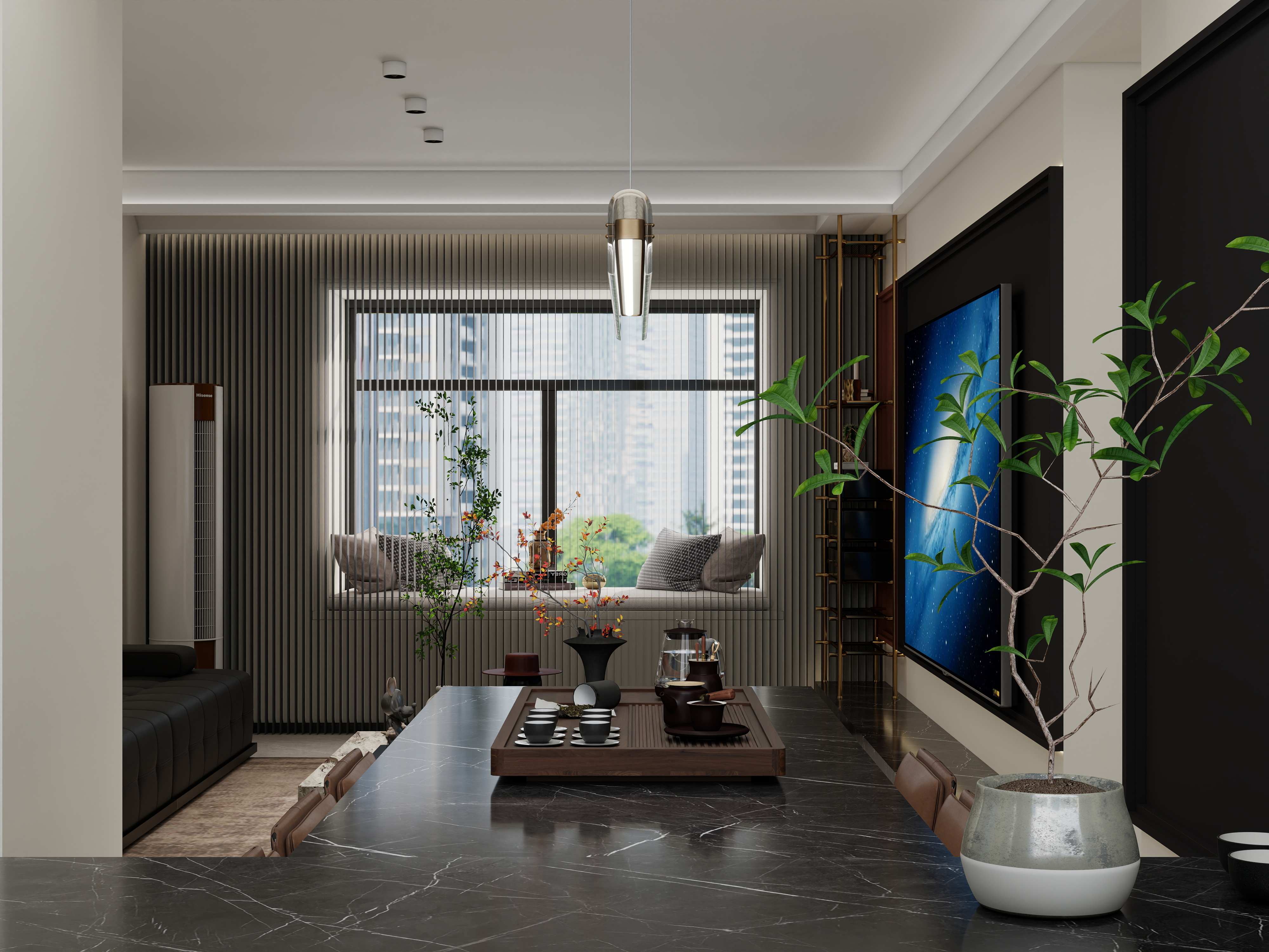 唐山设计师岳镇岭-凯旋公馆2期124平米-意式极简装修效果图