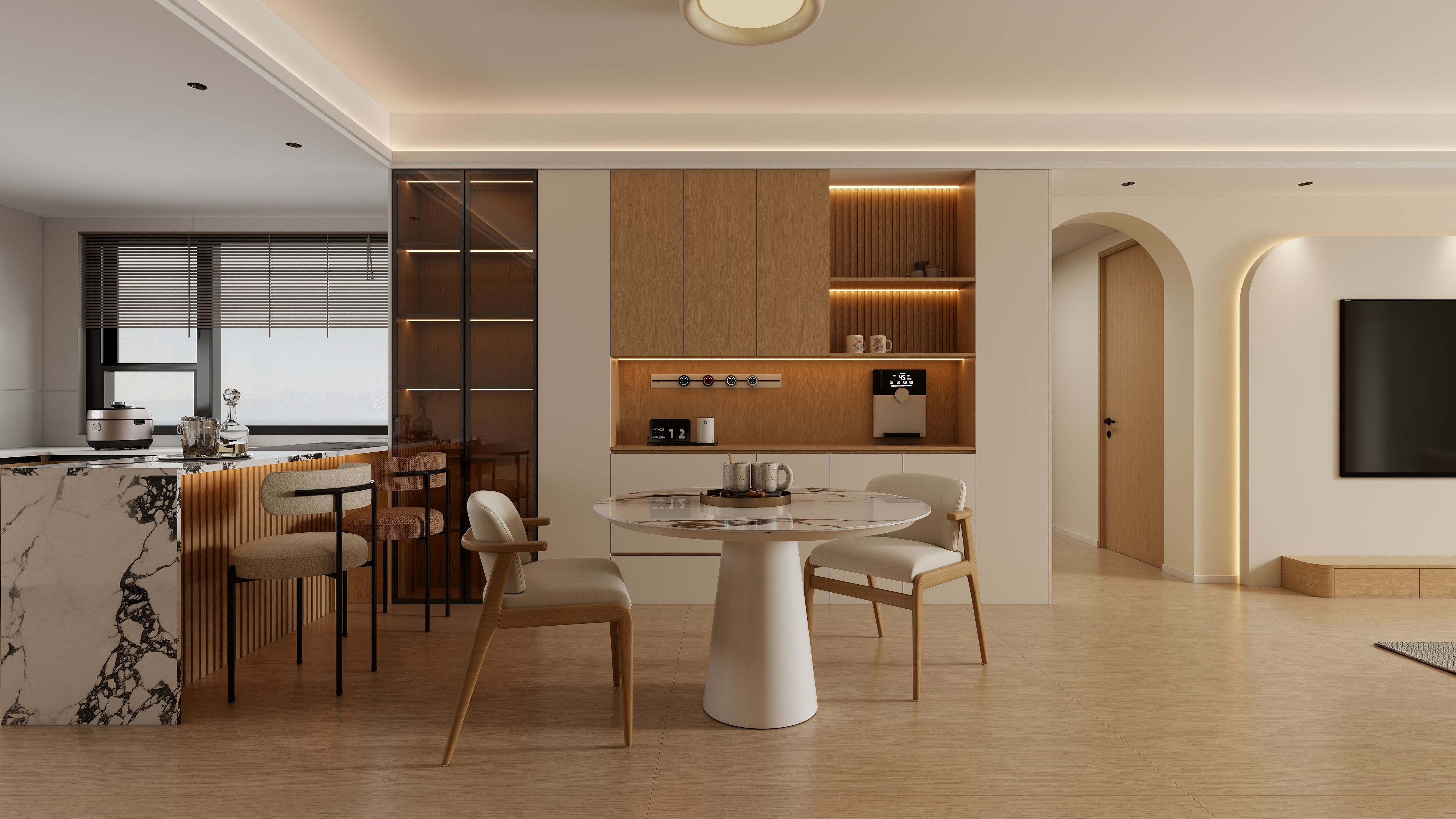 星空设计500-奶油121㎡3室装修效果图