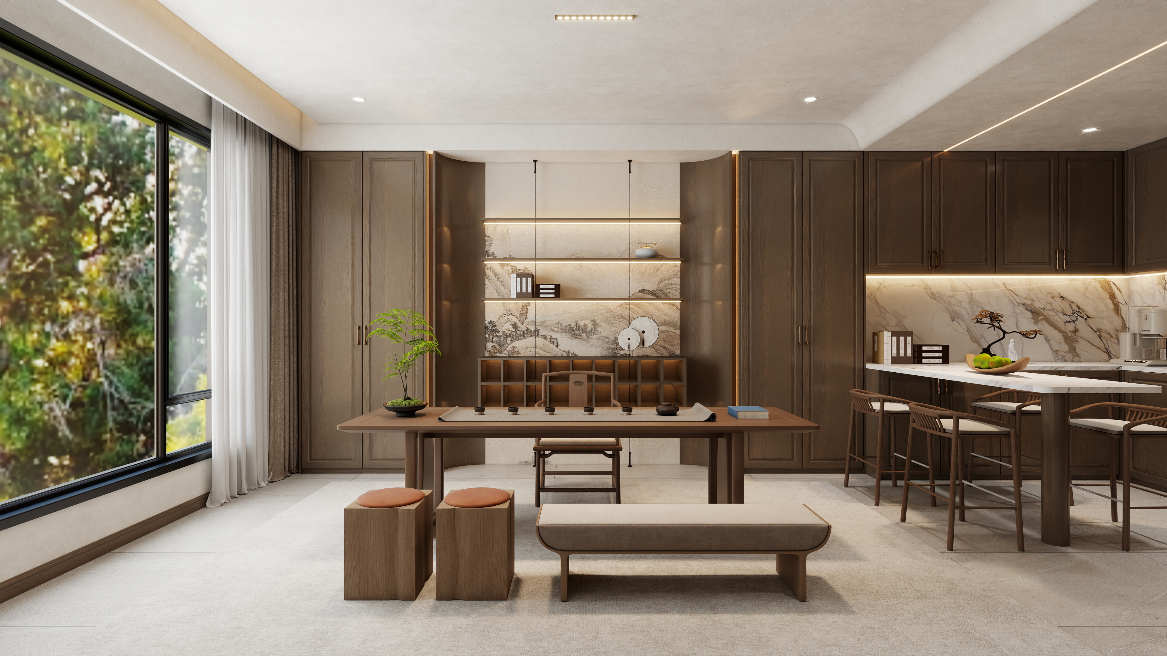 孙有权-『2025-6』93平丨新中式别墅装修效果图