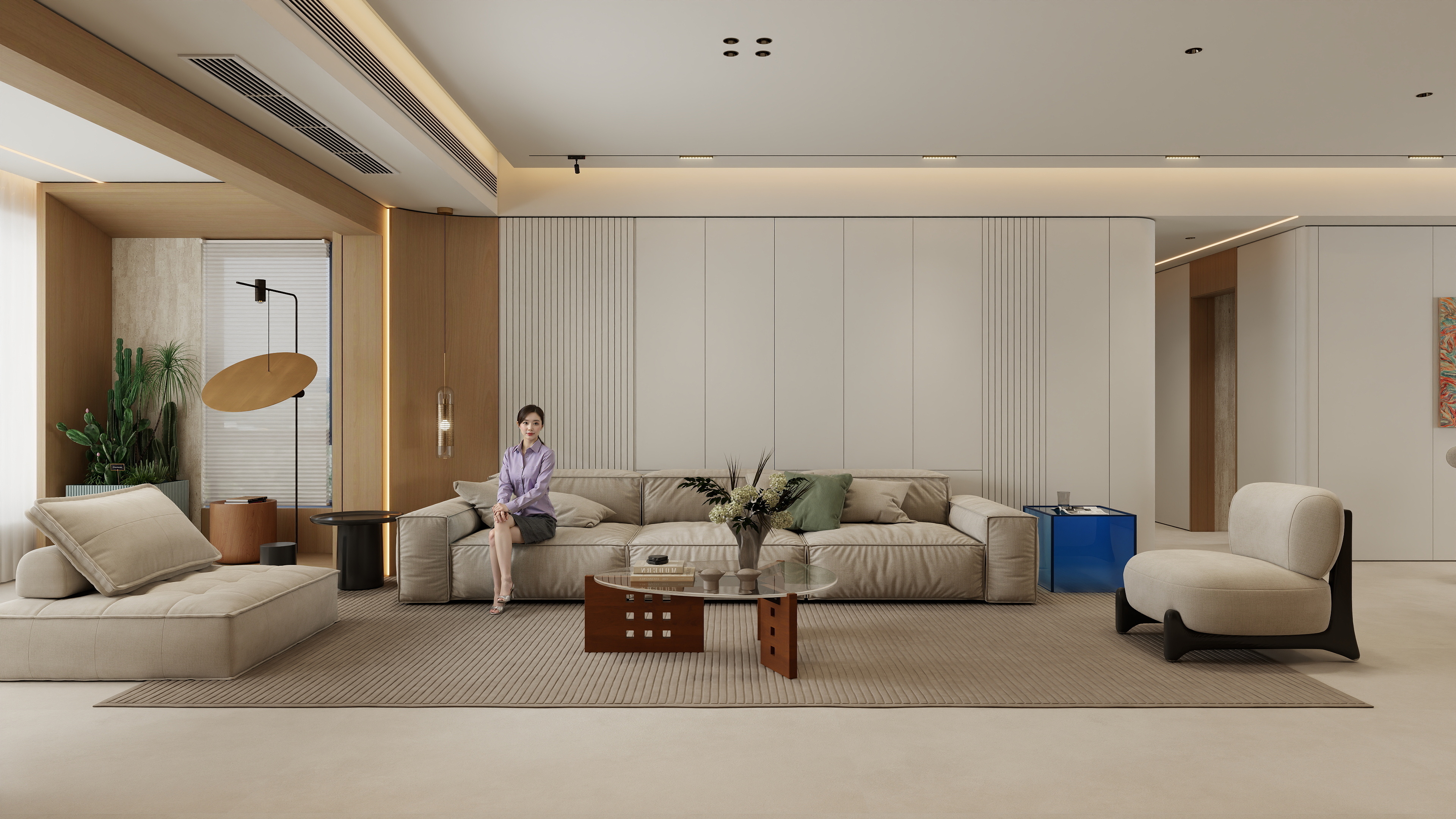 张煜强煜境设计-新会210平米原木奶油大平层装修效果图