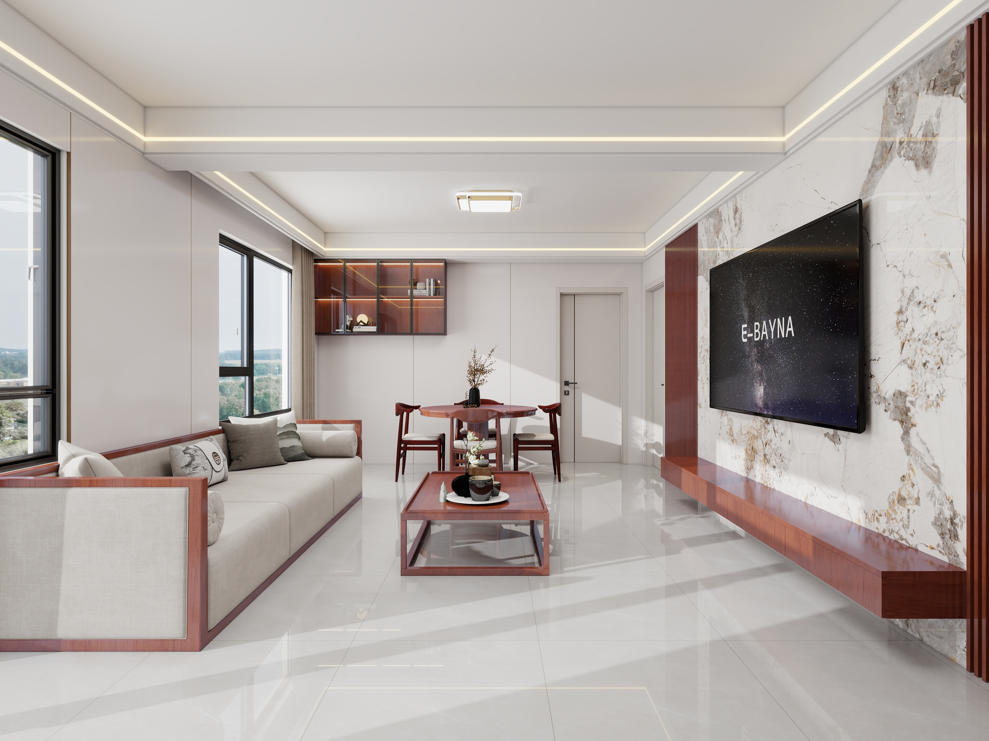 李青越-80平方新中式两居室装修效果图