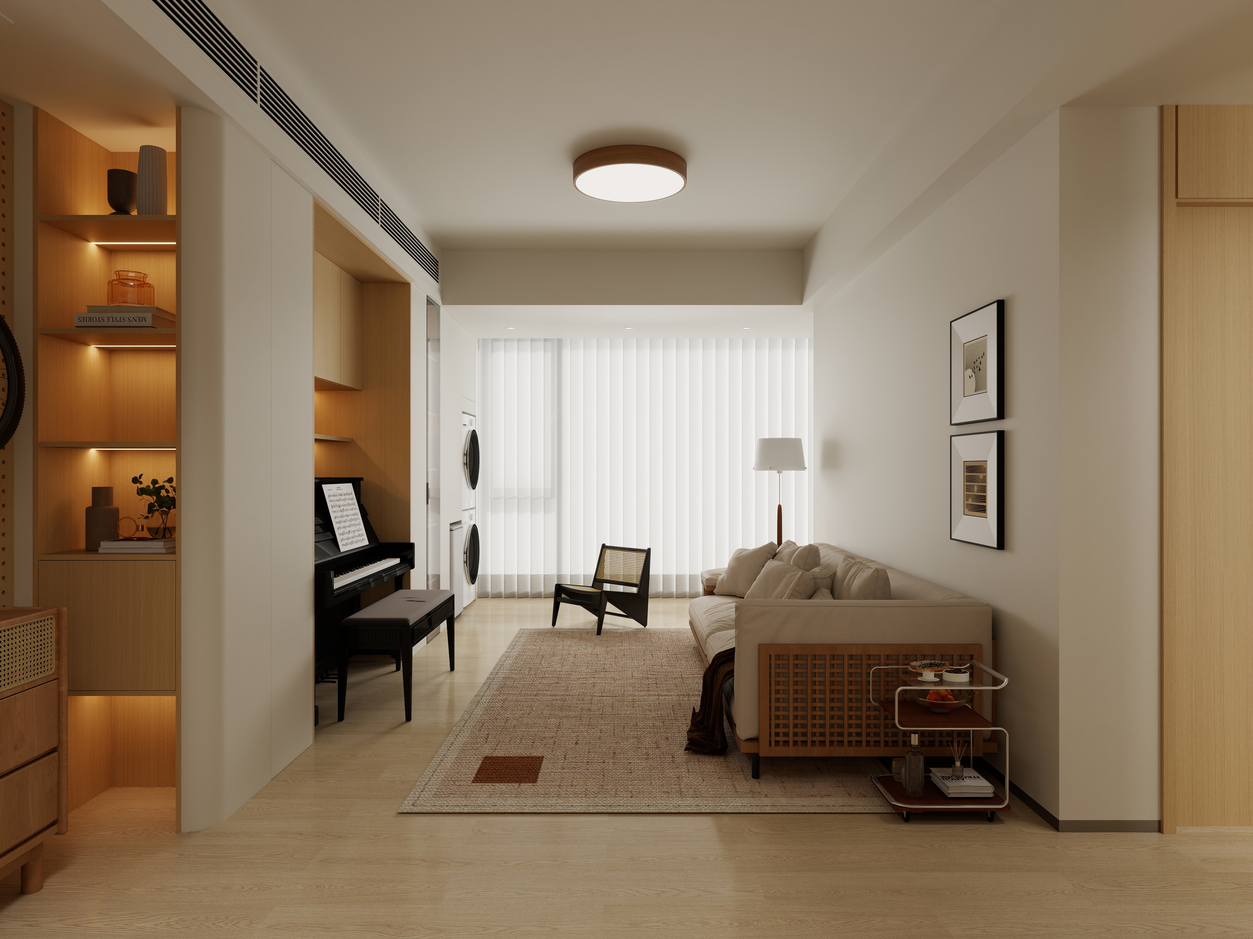 至简名设一钱春-120平奶油原木风三居室【何】-装修设计方案