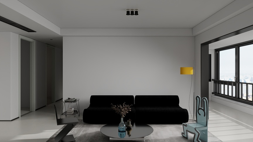 吴爽-139m²现代极简-装修效果图