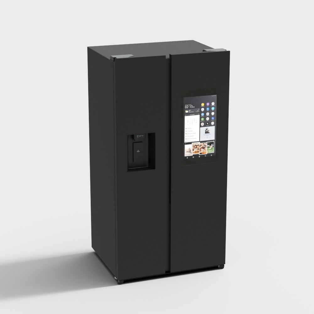 无logo-家用电器-现代双开门冰箱3D模型