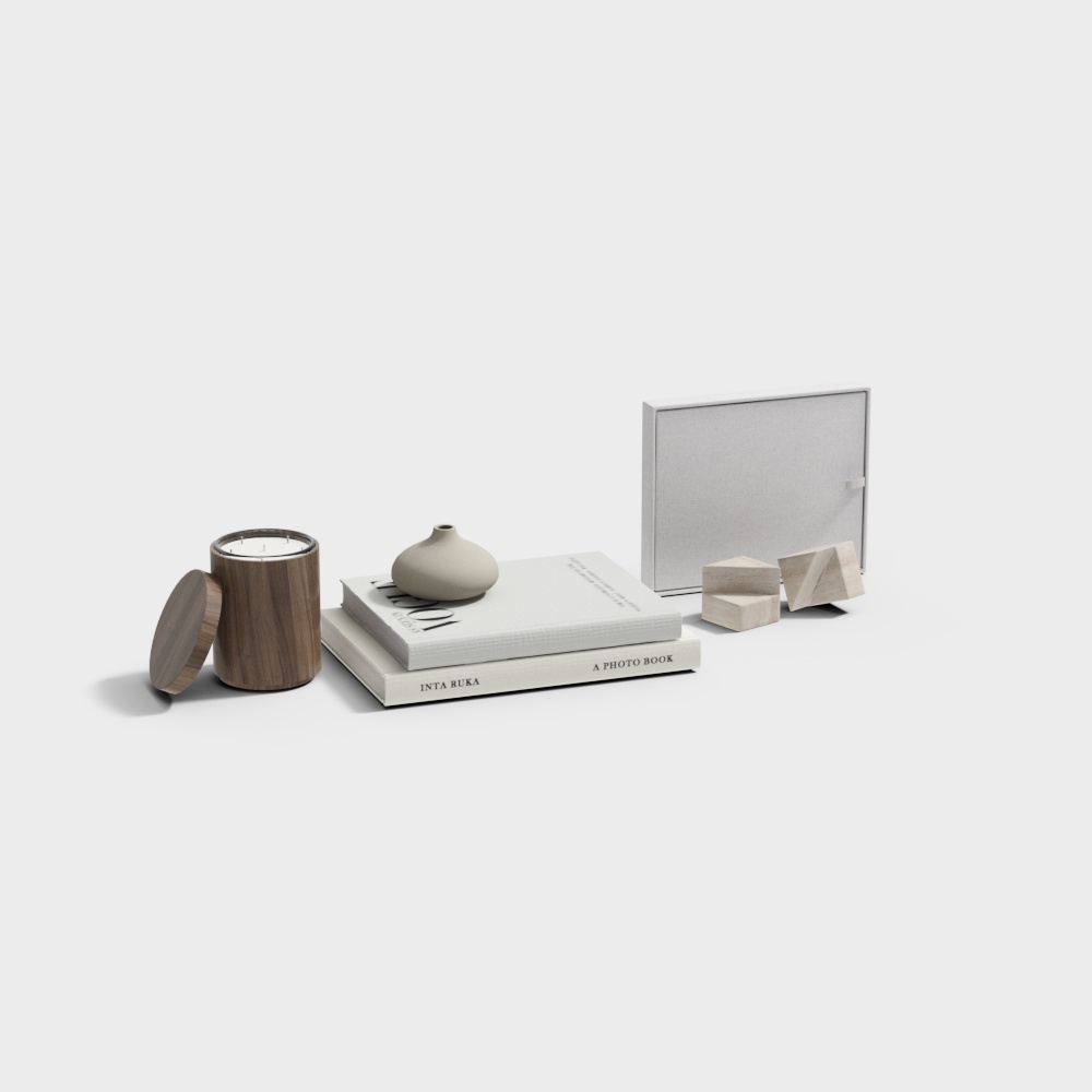石膏艺术品-侘寂装饰摆件组合3D模型