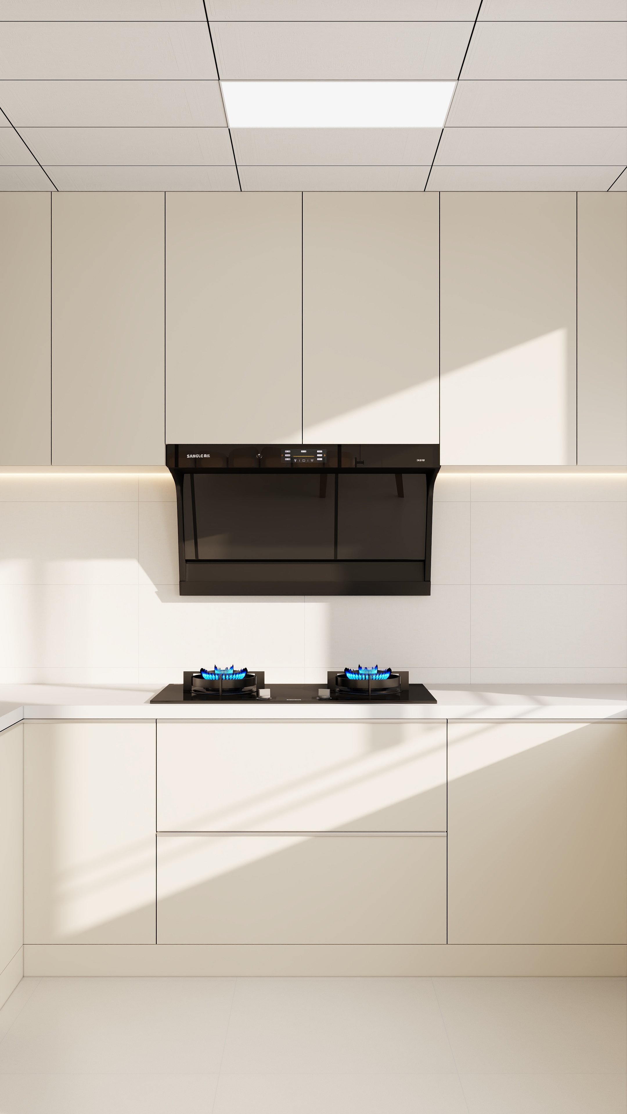 李青越-117方现代奶油风格三居室装修效果图