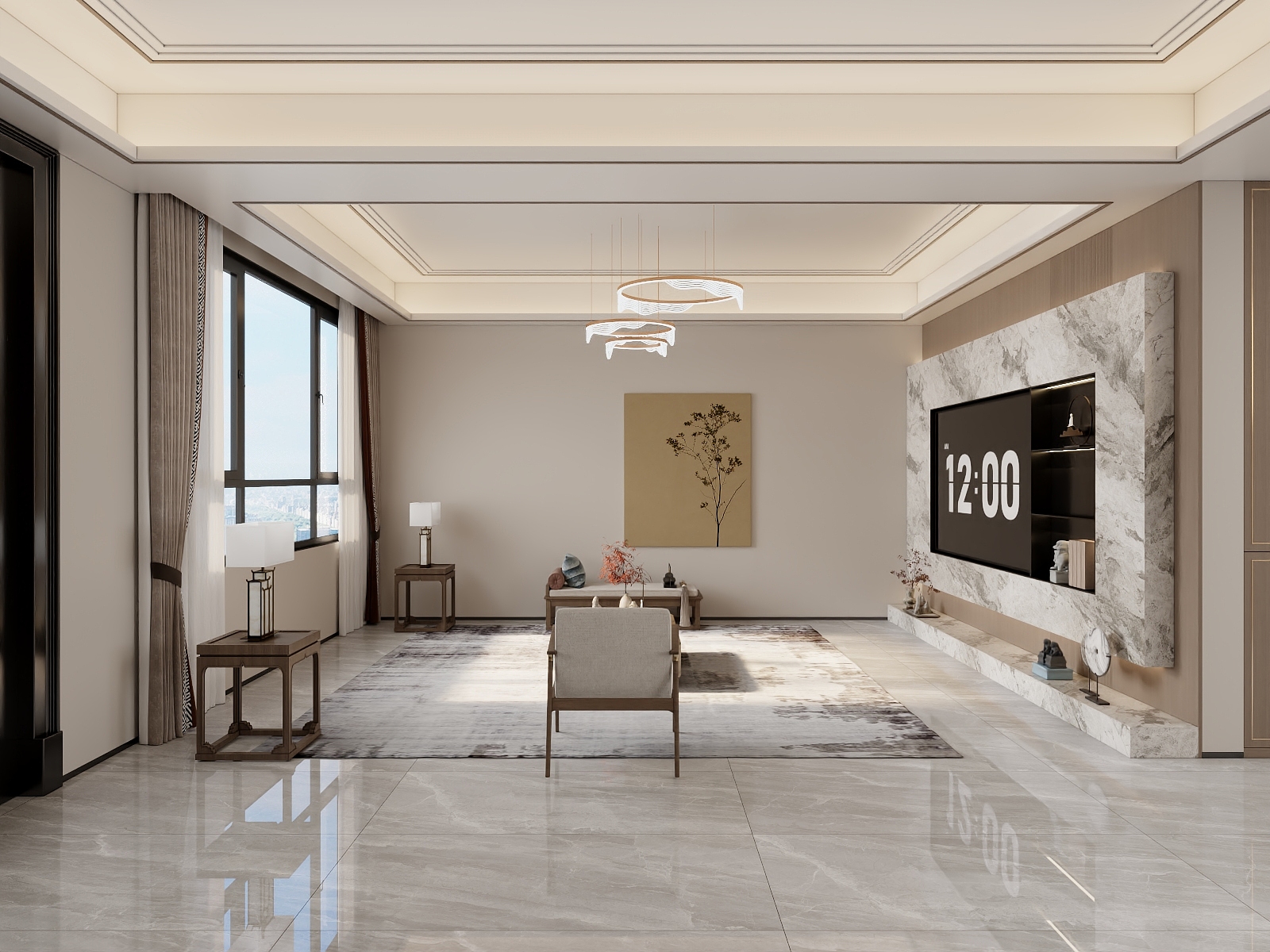 吴爽-166m²新中式风格装修效果图