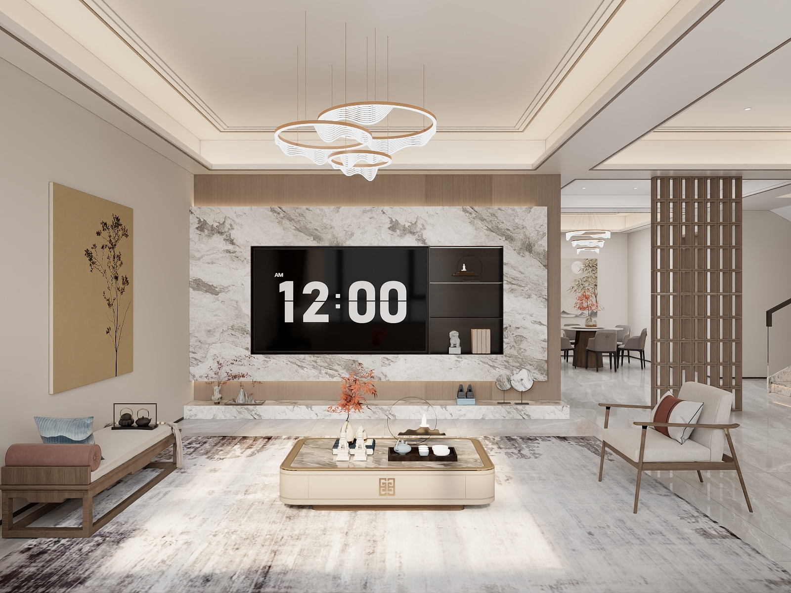 吴爽-166m²新中式风格装修效果图