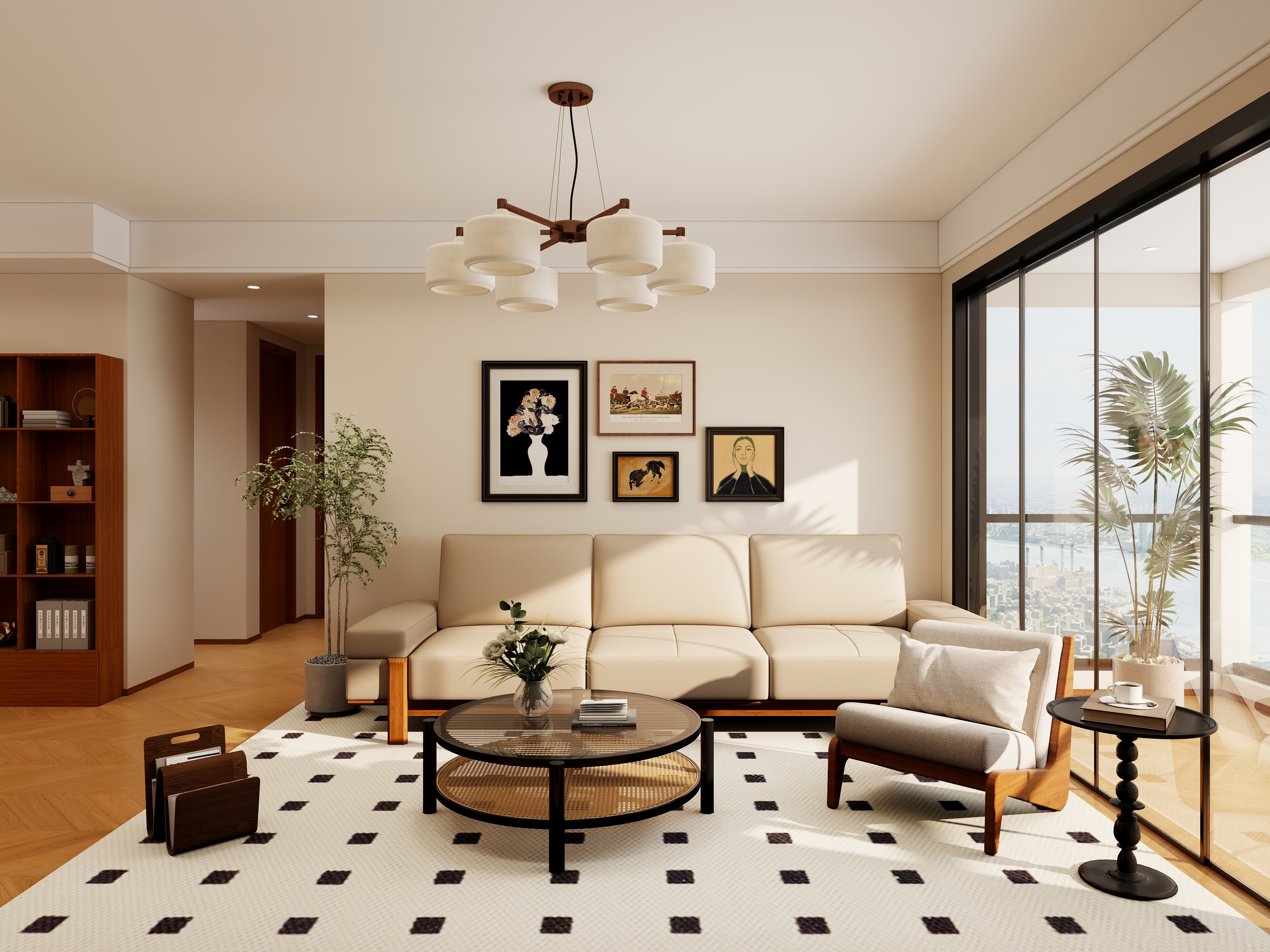 李青越-150方中古风格三居室装修效果图