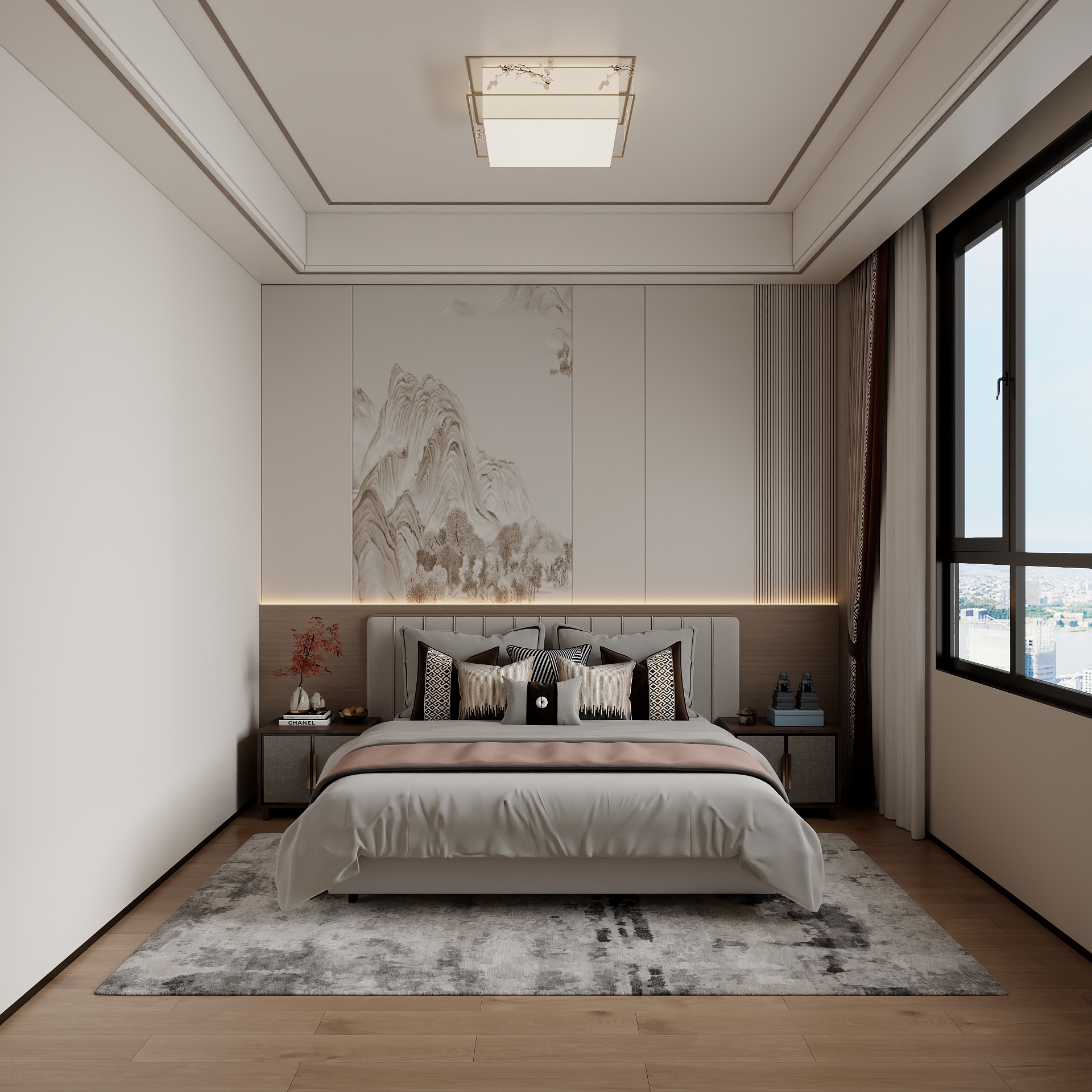 吴爽-166m²新中式风格装修效果图