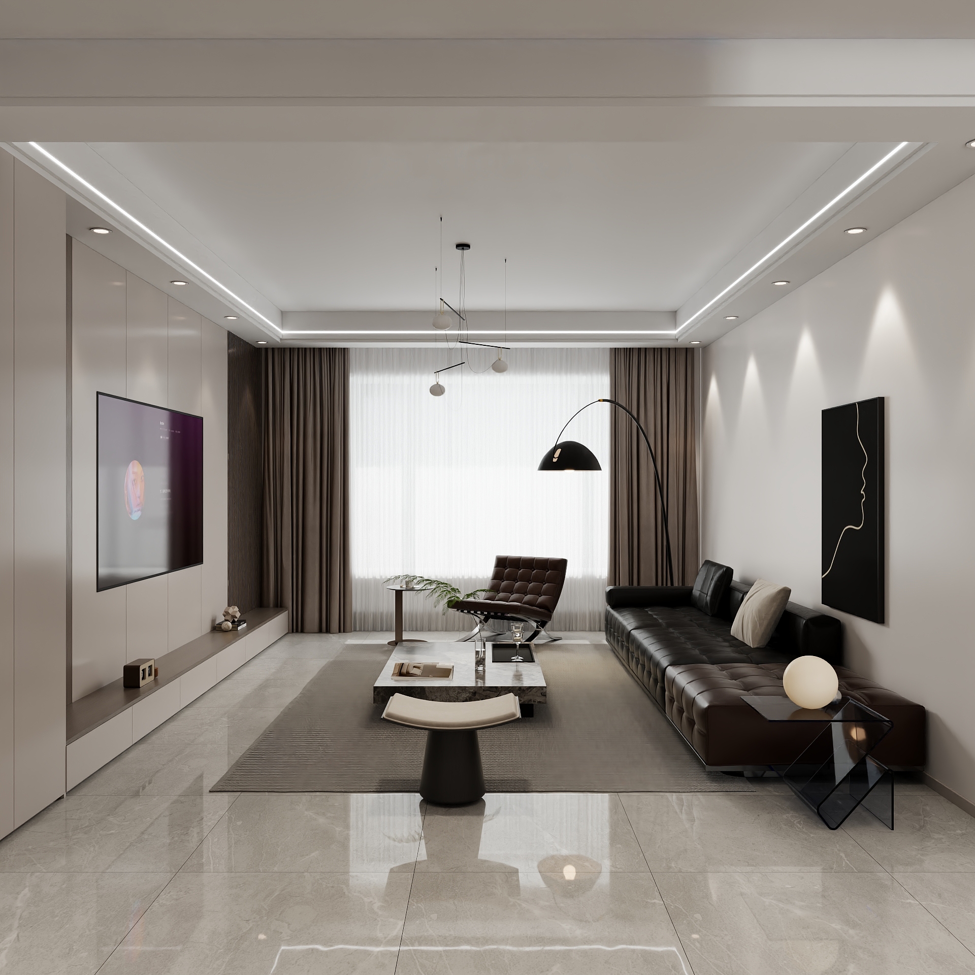 吴爽-139m²现代简约风格装修效果图