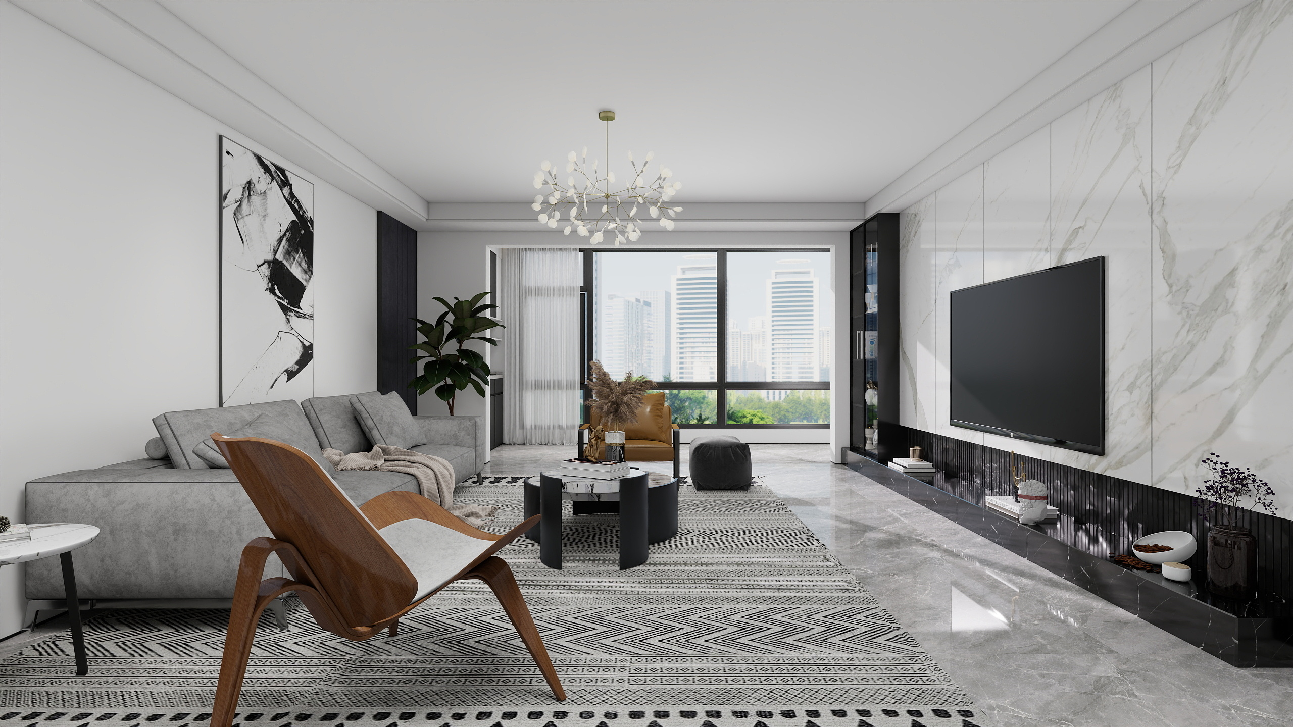 全案设计师李小龙-【现代】191平三居室装修效果图