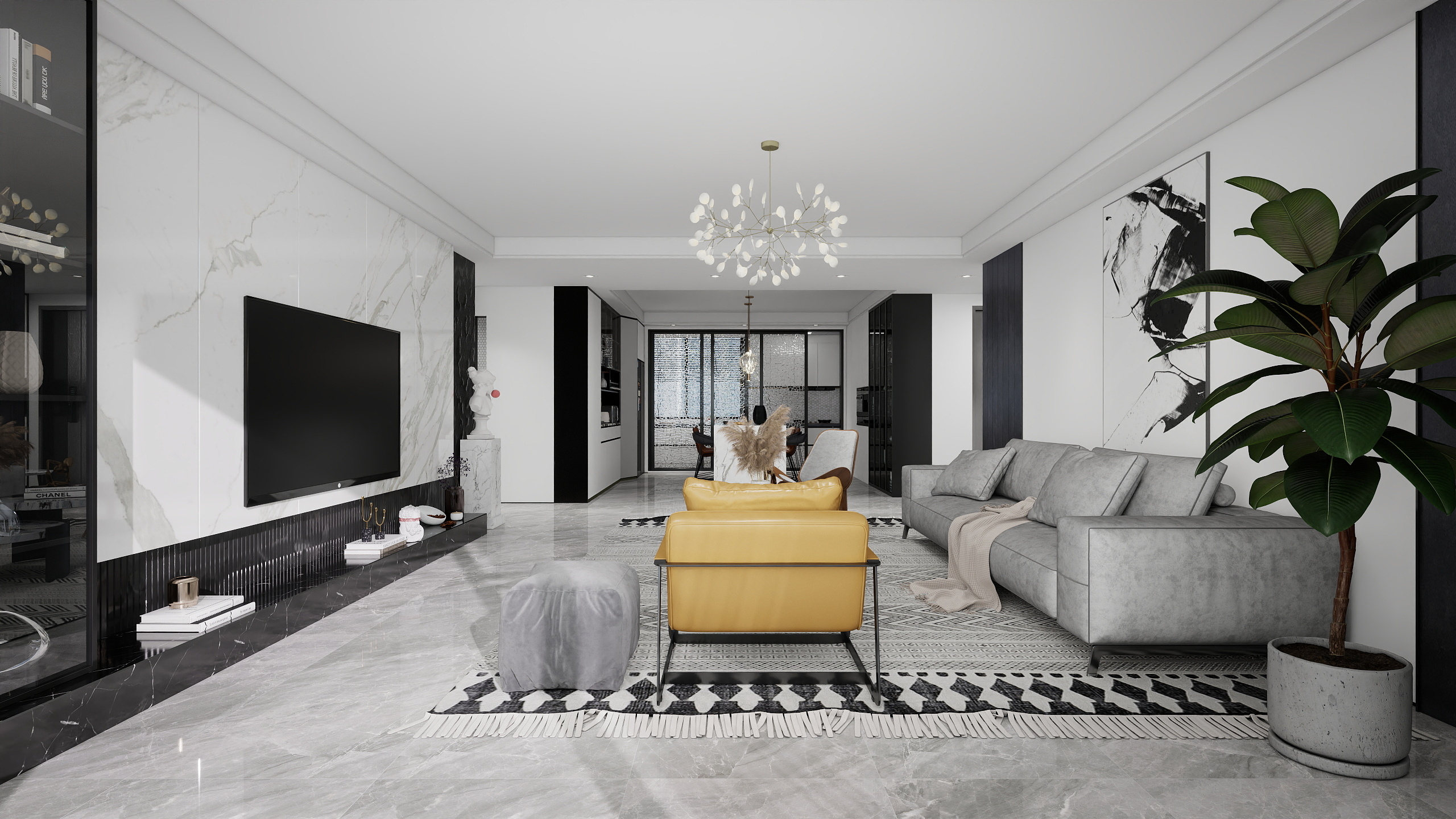 全案设计师李小龙-【现代】191平三居室装修效果图