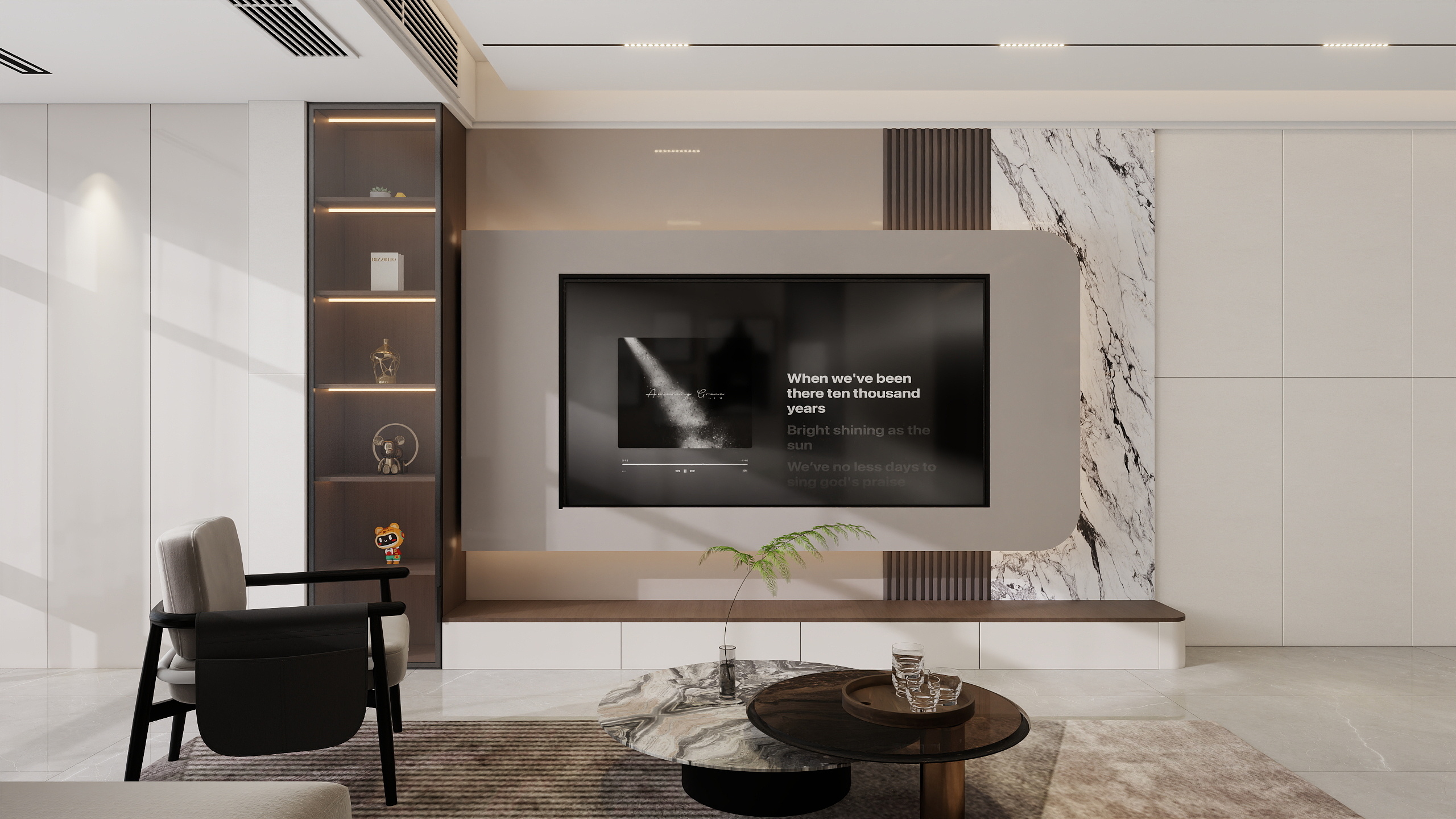 李青越-105方现代风格三居室装修效果图