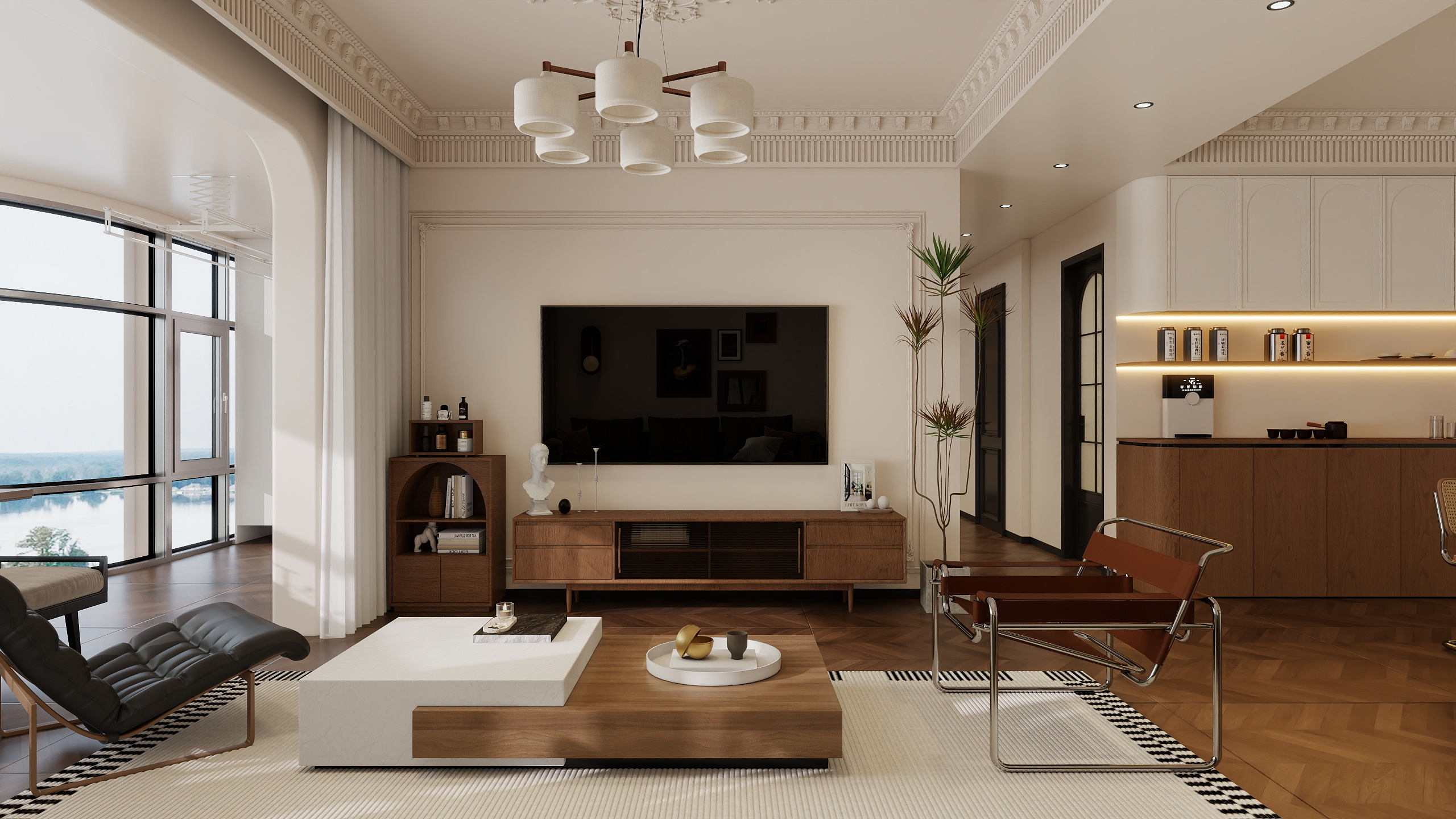 李青越-166平中古风三居室装修效果图