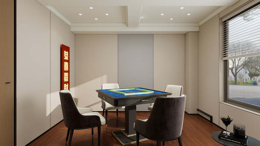 汇佰嘉护墙板工厂-星河湾棋牌室护墙板装修效果图